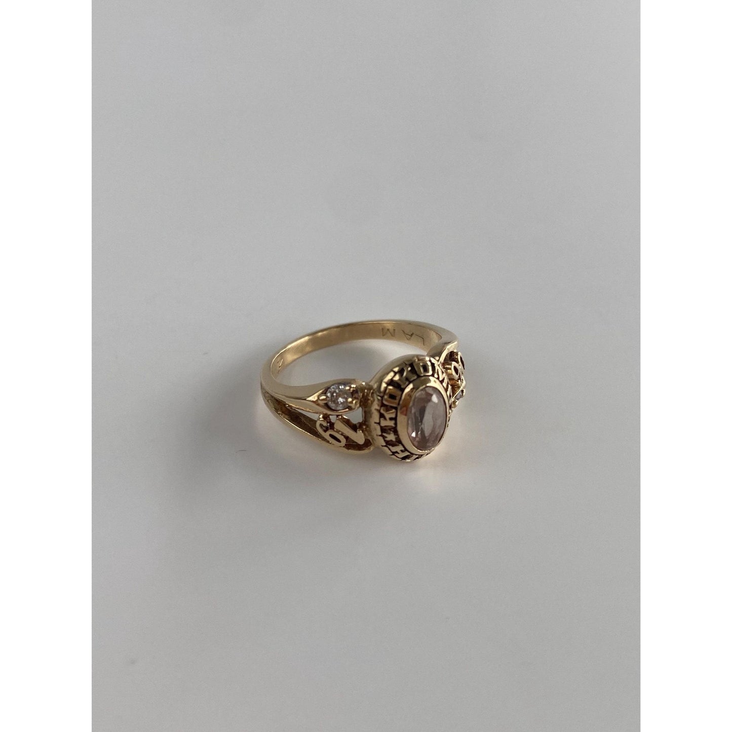 Vintage Solid 10k Yellow Gold Clear Spinel Cubic Zirconia Ring - Size 4.25