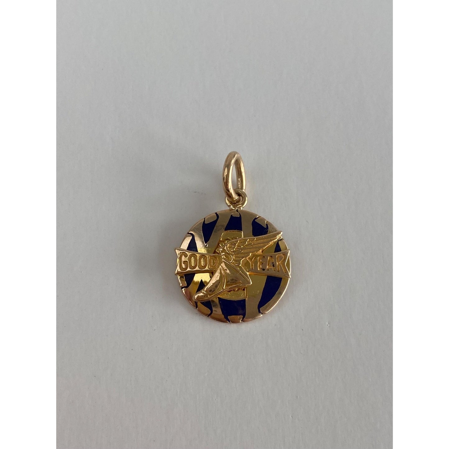 Vintage Solid 10k Yellow Gold Enamel 'Good Year Tires' Charm
