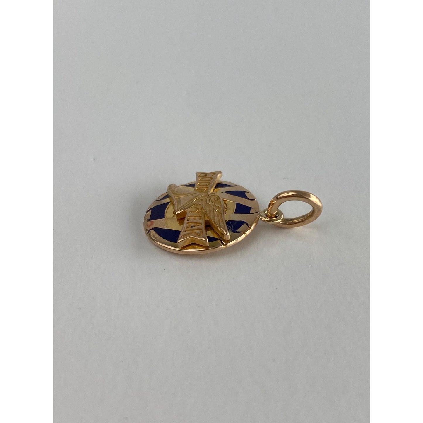 Vintage Solid 10k Yellow Gold Enamel 'Good Year Tires' Charm
