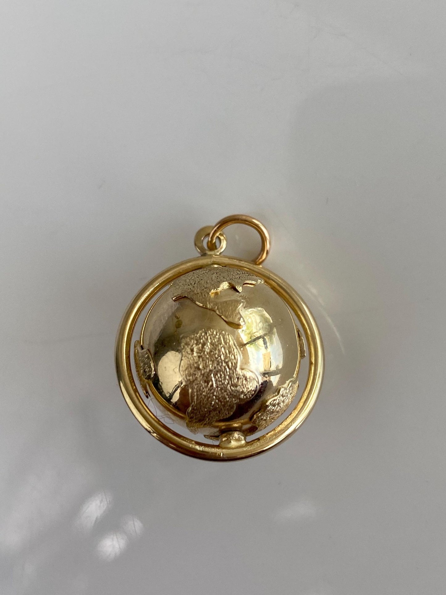 Vintage 14k Yellow Gold Articulated Globe Charm
