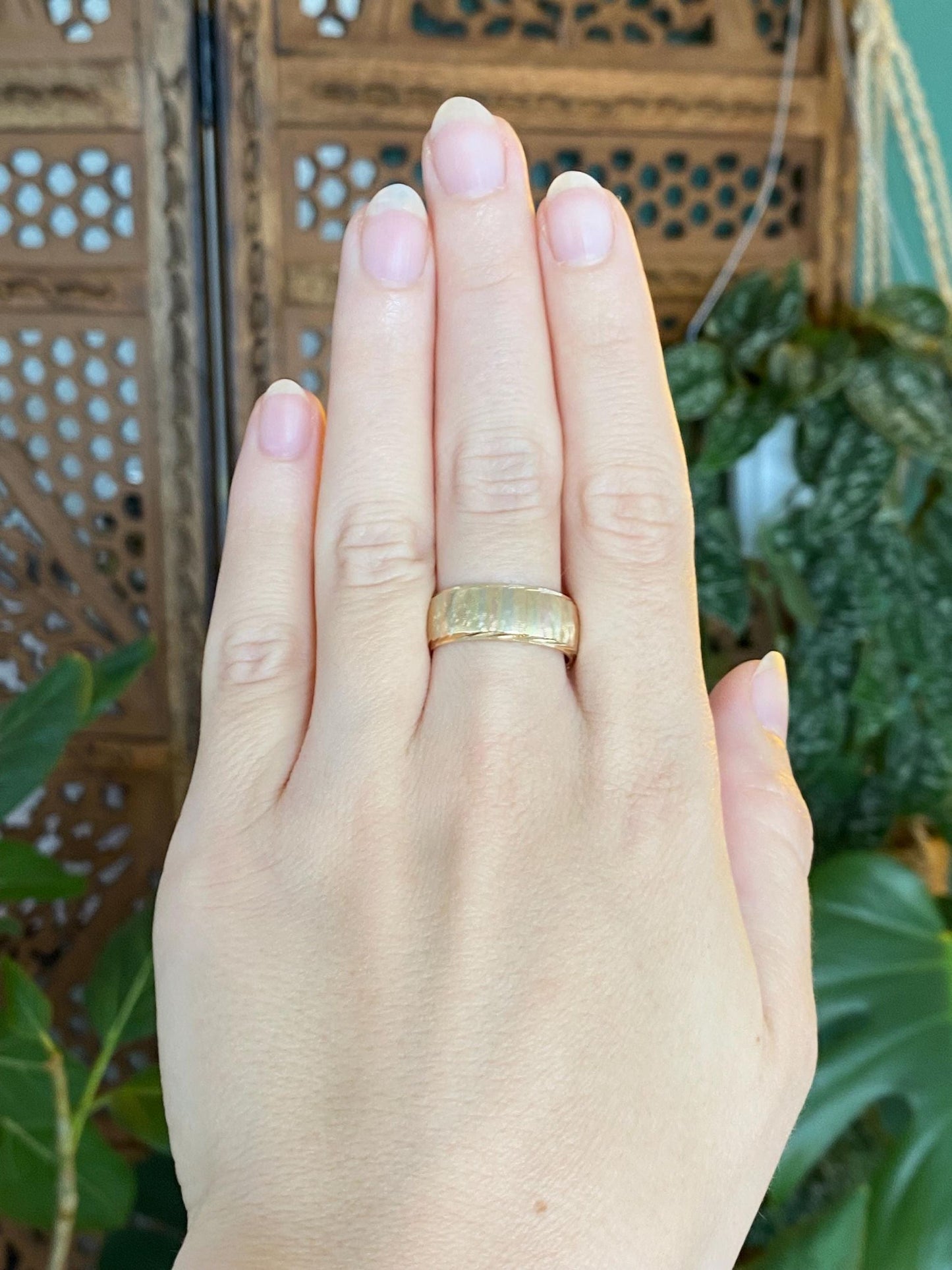 Vintage Solid 14k Tri Tone Gold Crosshatch Pattern Ring Band - Size 8.75