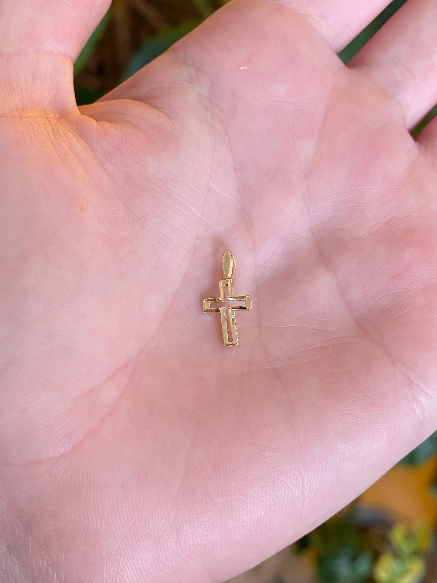 Vintage Solid 14k Yellow Gold Cross Charm