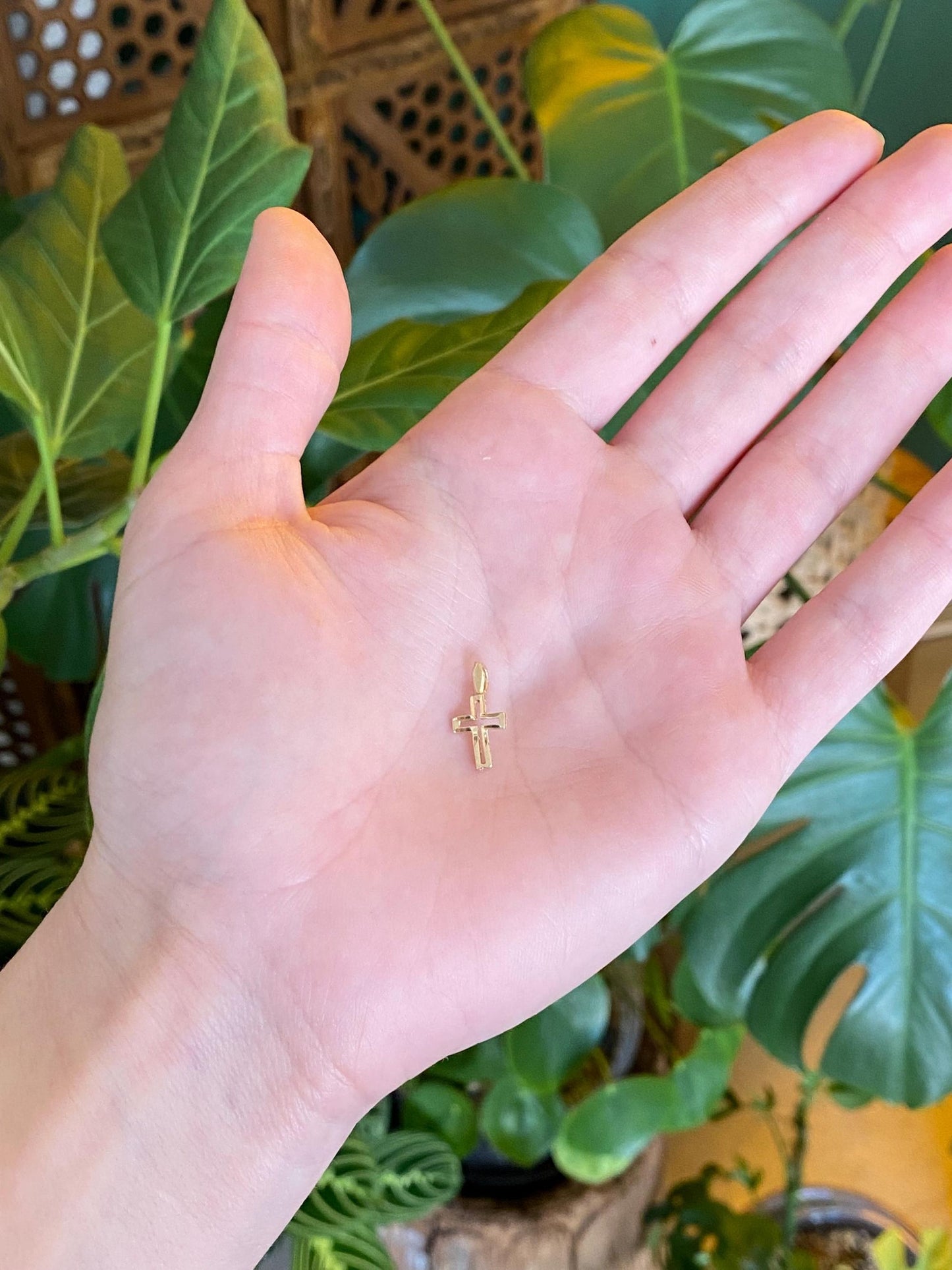 Vintage Solid 14k Yellow Gold Cross Charm