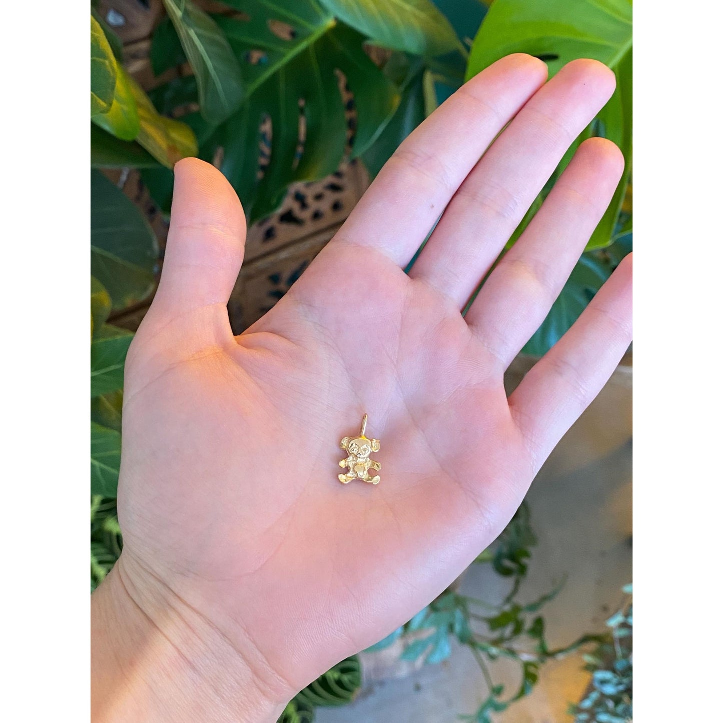 Solid 14k Yellow Gold Teddy Bear Charm