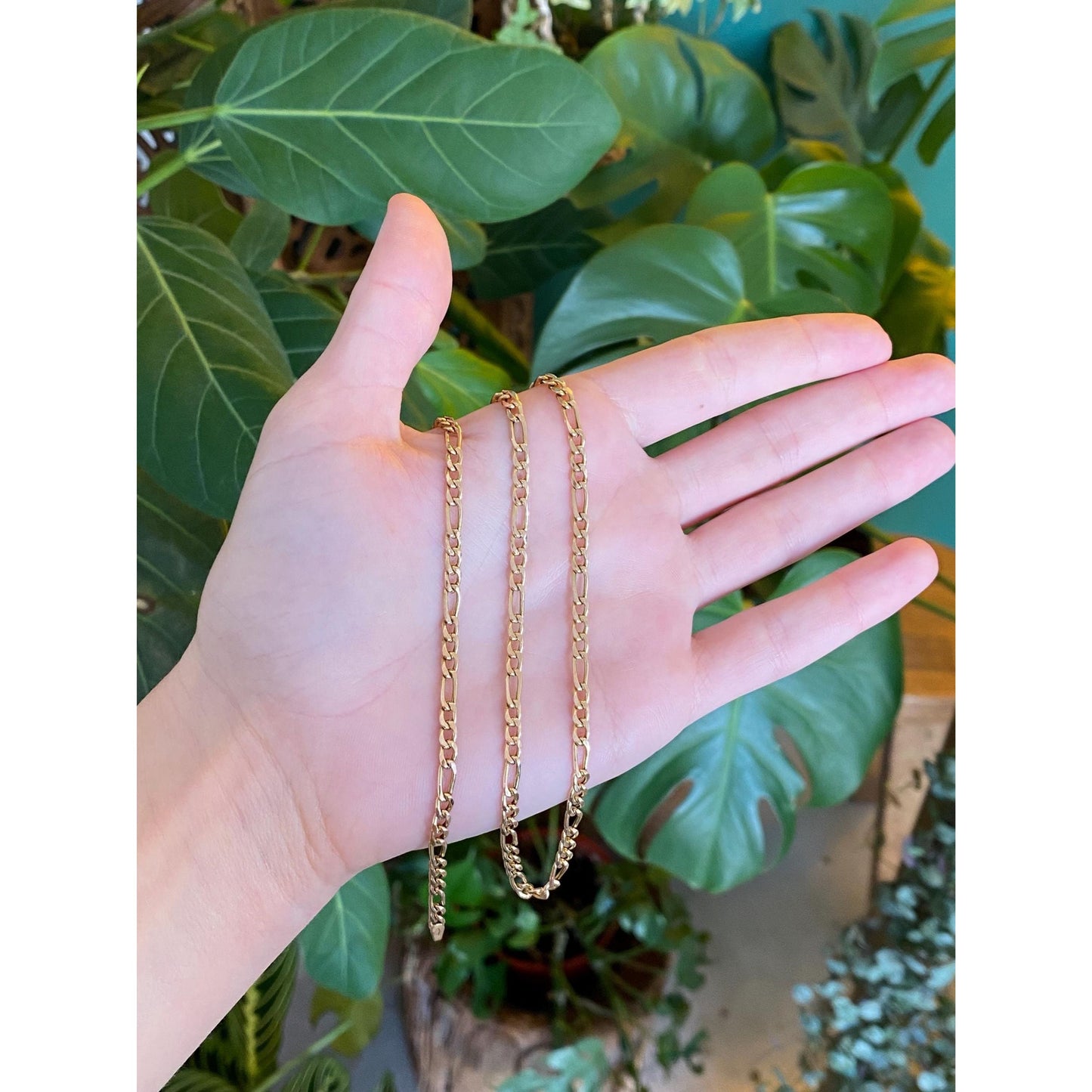 Vintage 10k Yellow Gold Figaro Chain Necklace - 24 inches