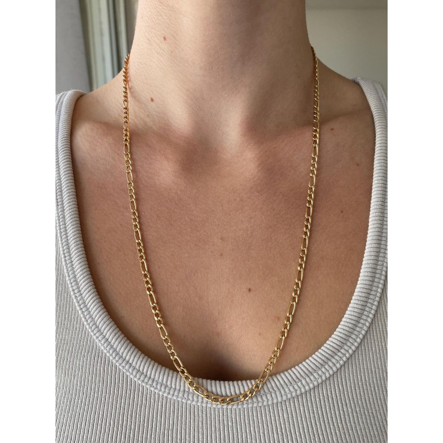 Vintage 10k Yellow Gold Figaro Chain Necklace - 24 inches