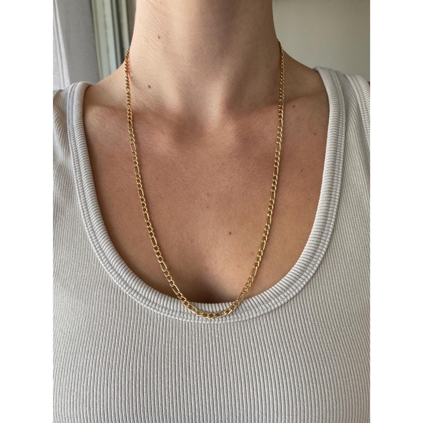 Vintage 10k Yellow Gold Figaro Chain Necklace - 24 inches