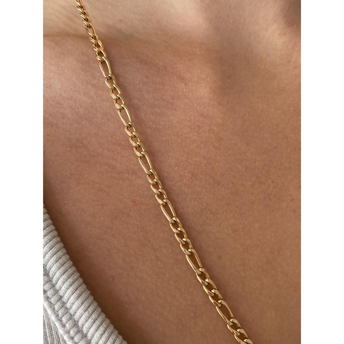 Vintage 10k Yellow Gold Figaro Chain Necklace - 24 inches