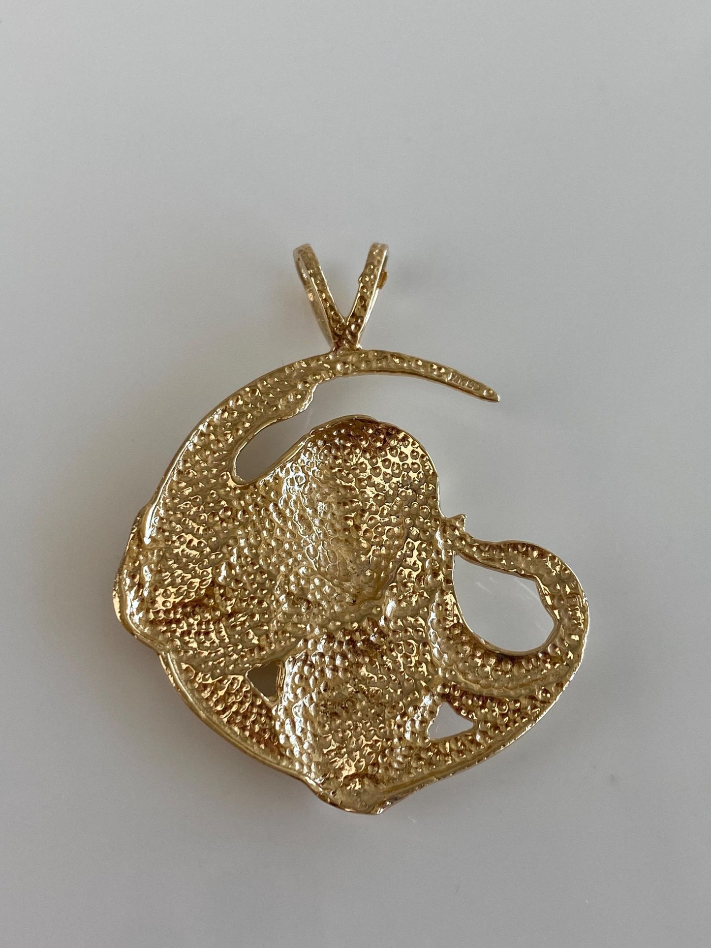 Vintage Solid 14k Yellow Gold Diamond Cut Woman Crescent Moon Charm