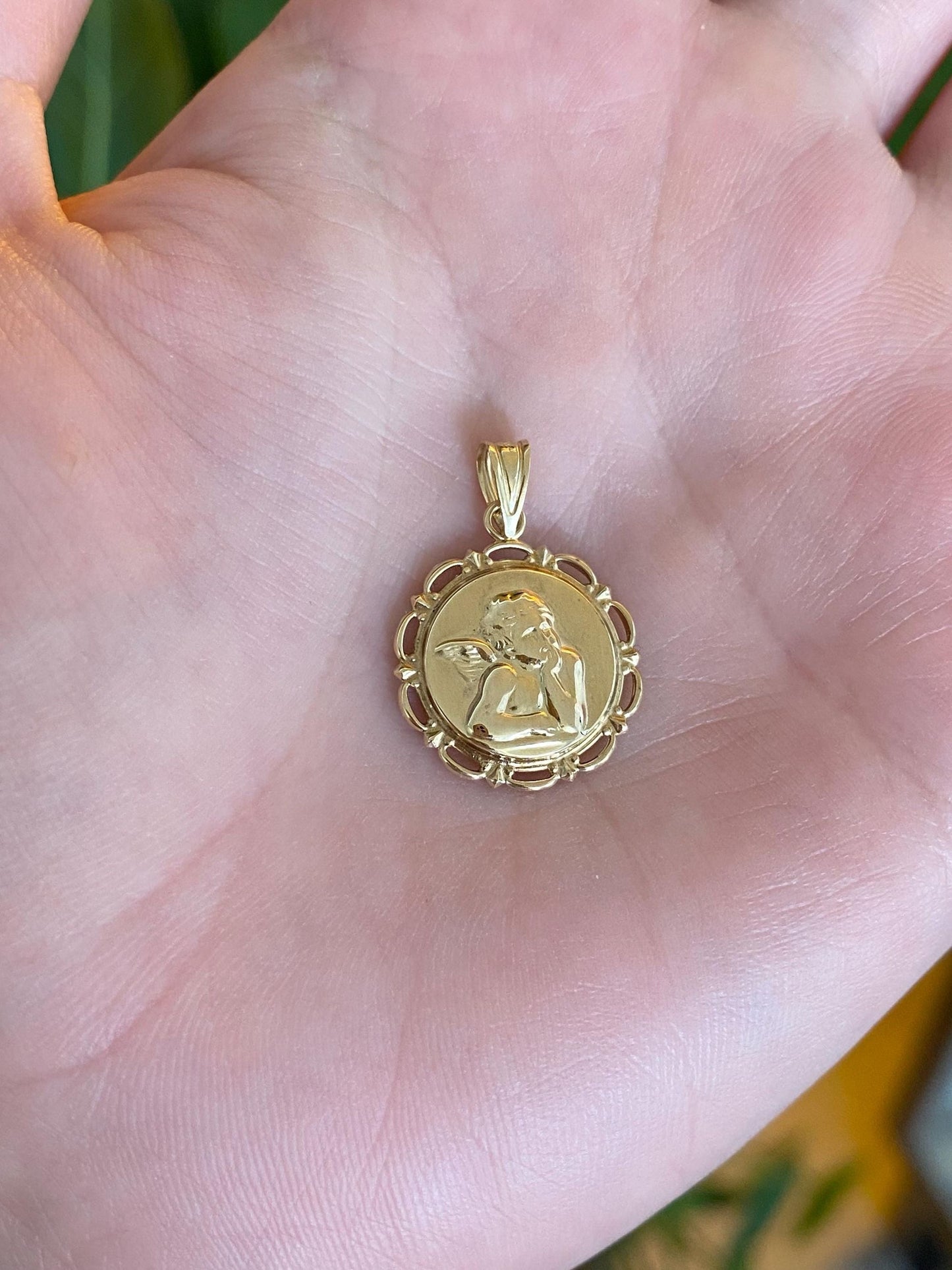 Vintage Solid 14k Yellow Gold Cherub Angel Charm