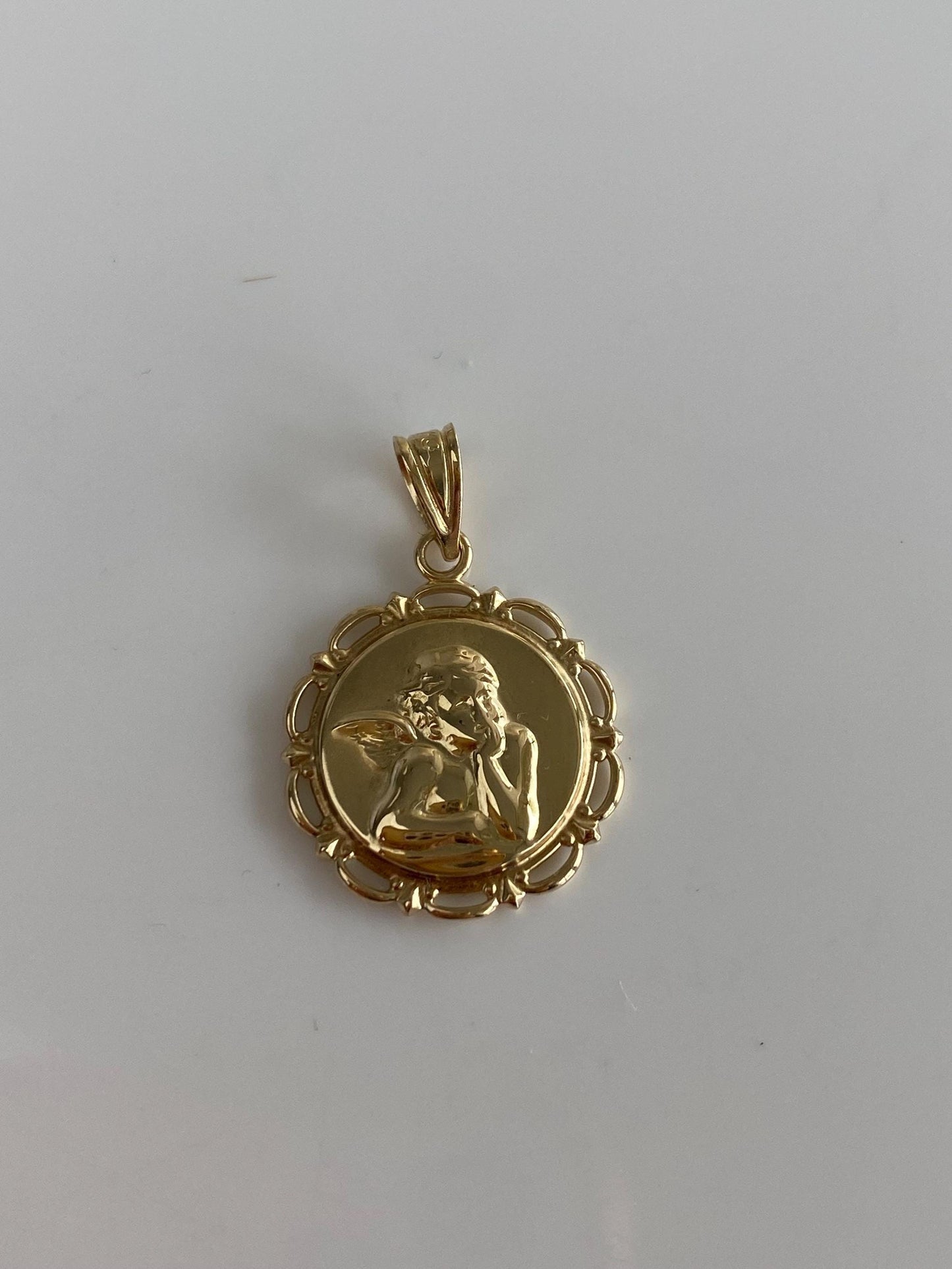 Vintage Solid 14k Yellow Gold Cherub Angel Charm