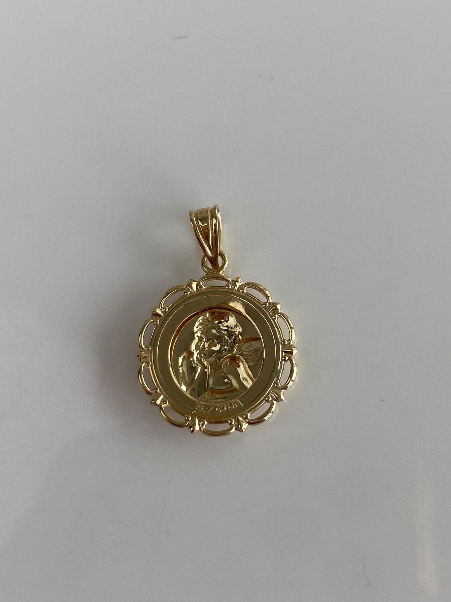 Vintage Solid 14k Yellow Gold Cherub Angel Charm