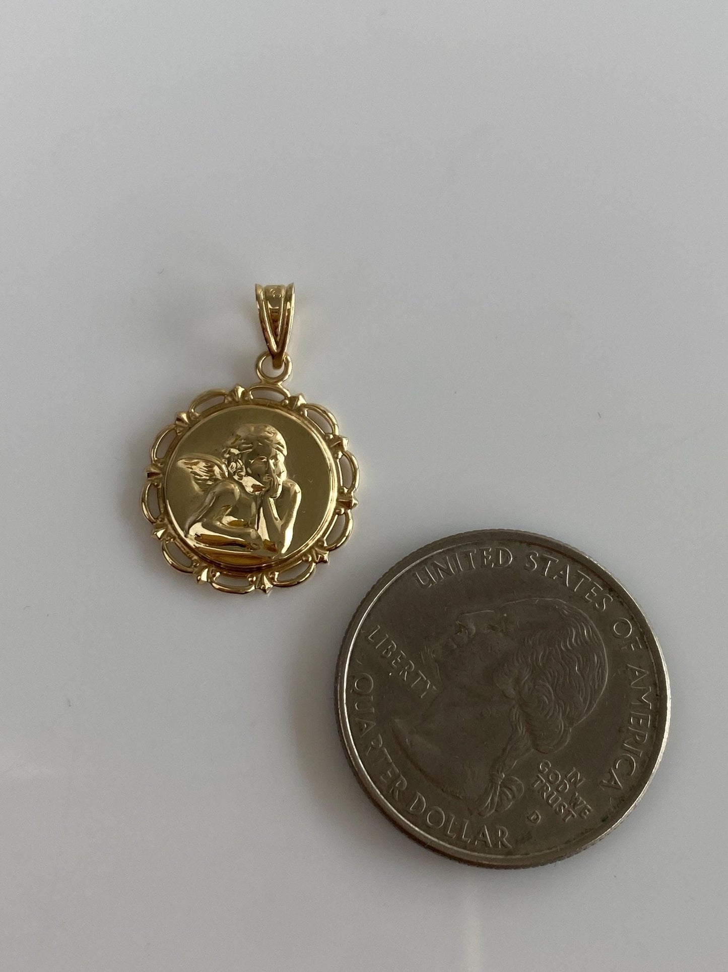 Vintage Solid 14k Yellow Gold Cherub Angel Charm