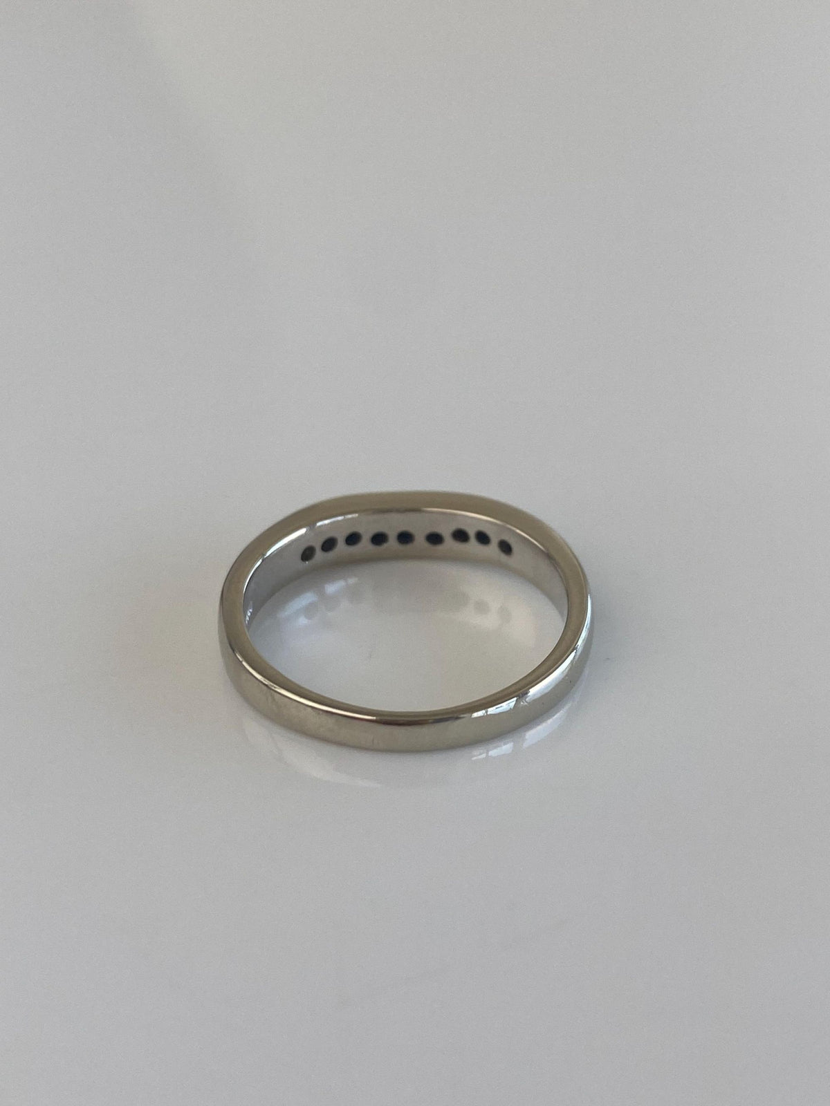 Vintage Solid 14k White Gold Diamond Wavy Ring Band - Size 6.5