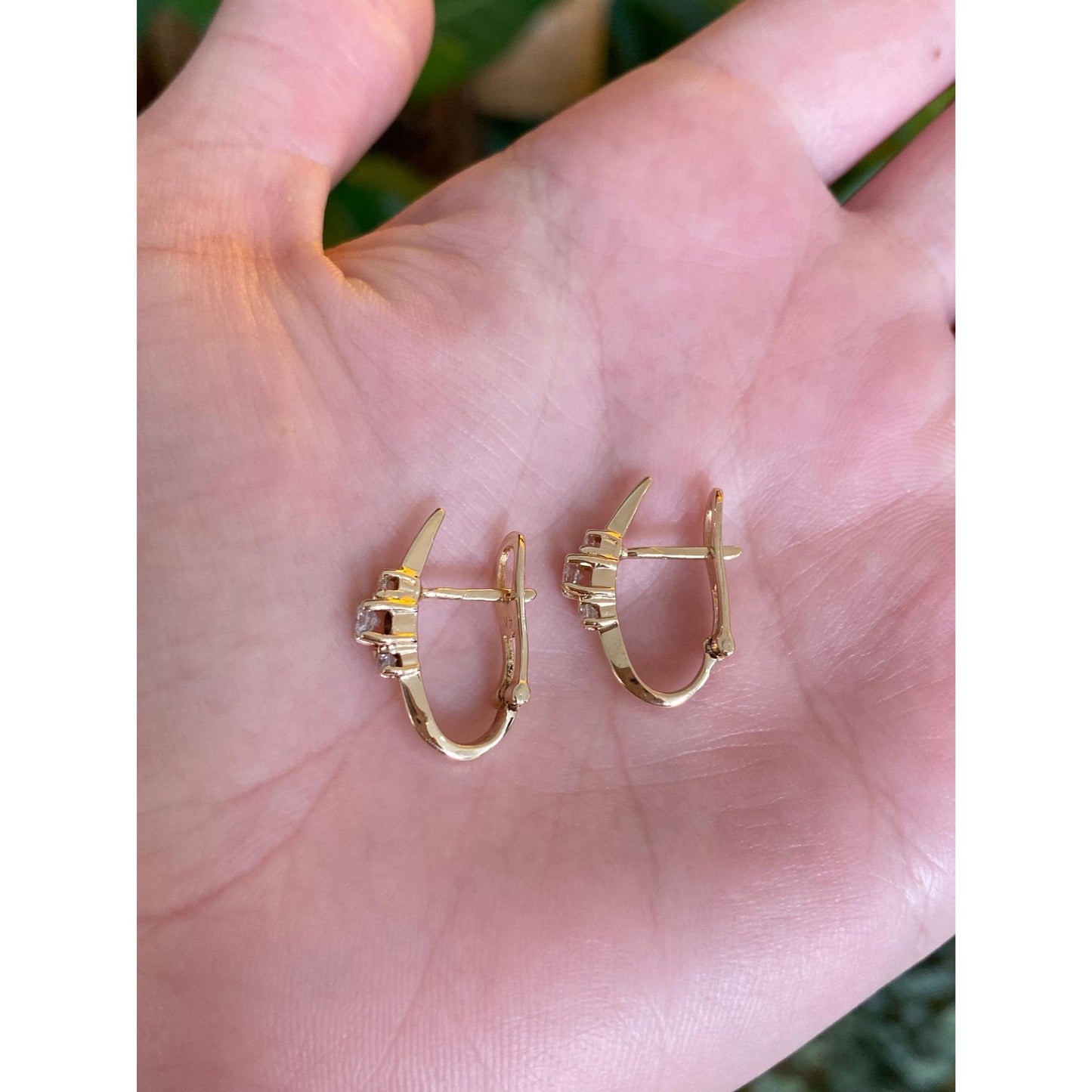 Vintage Solid 14k Yellow Gold Diamond Drop Earrings