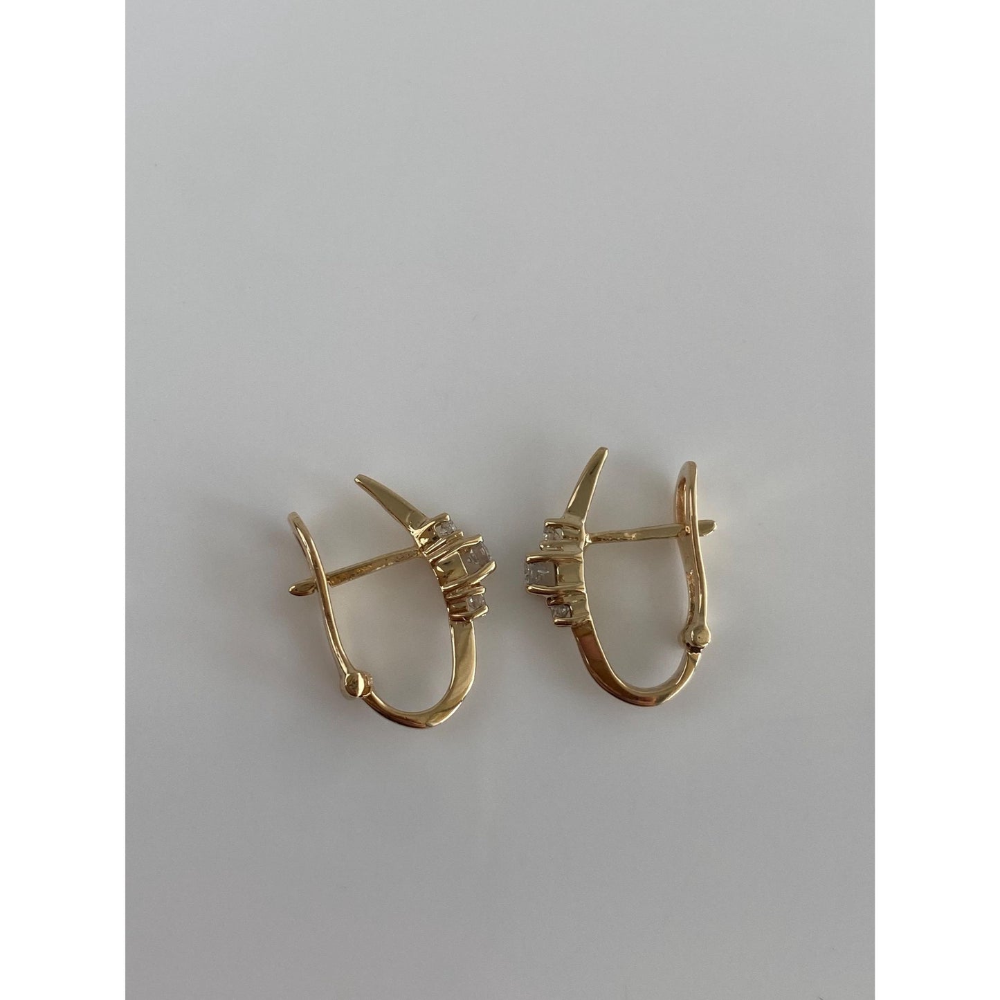 Vintage Solid 14k Yellow Gold Diamond Drop Earrings