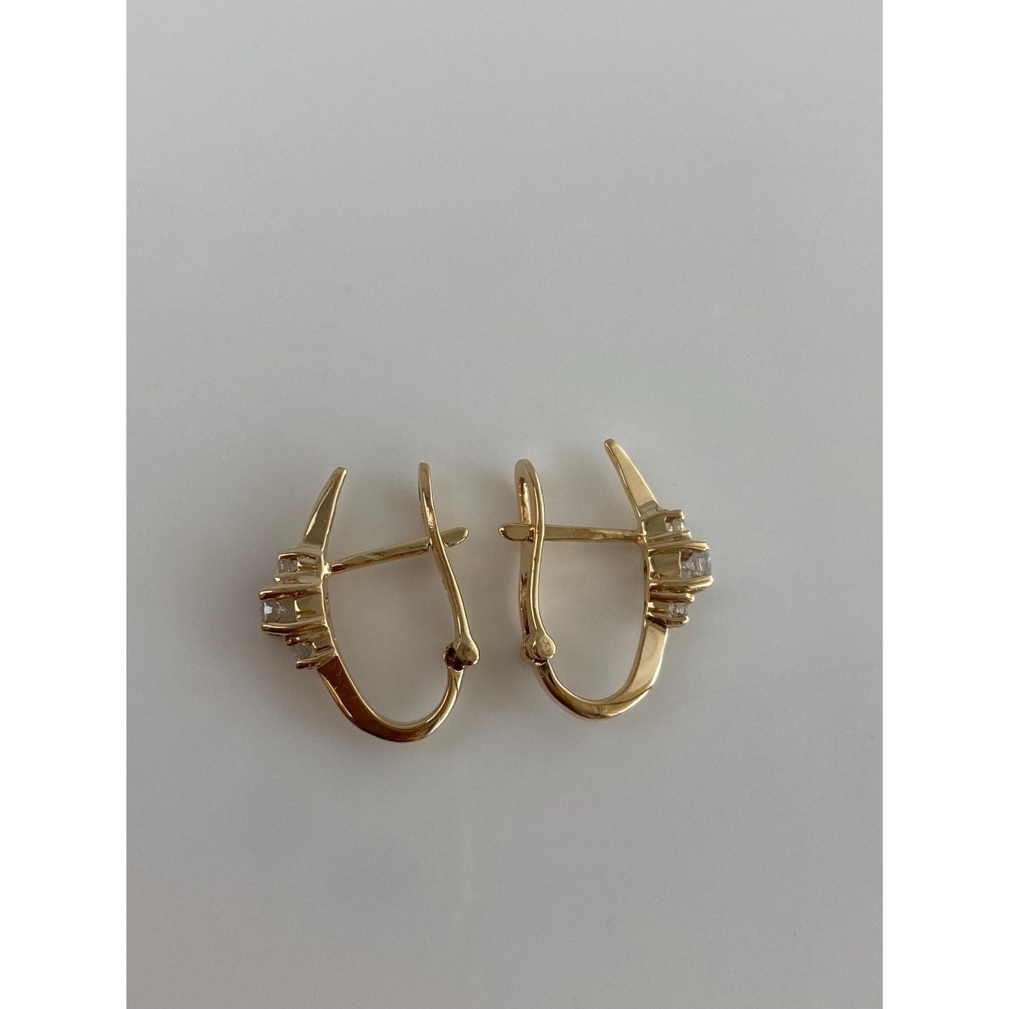 Vintage Solid 14k Yellow Gold Diamond Drop Earrings