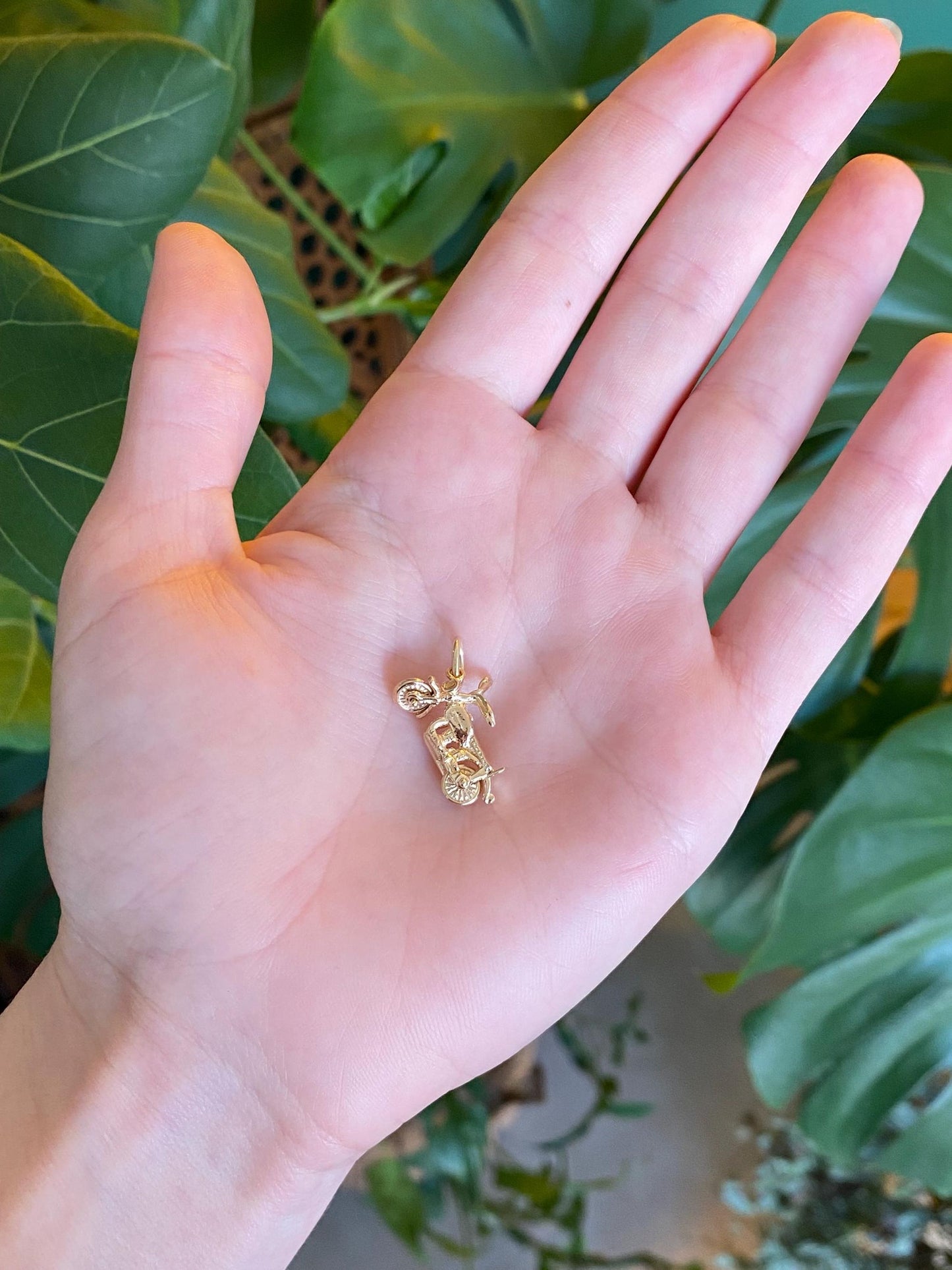 Vintage Solid 14k Yellow Gold Articulated Motorcycle Charm