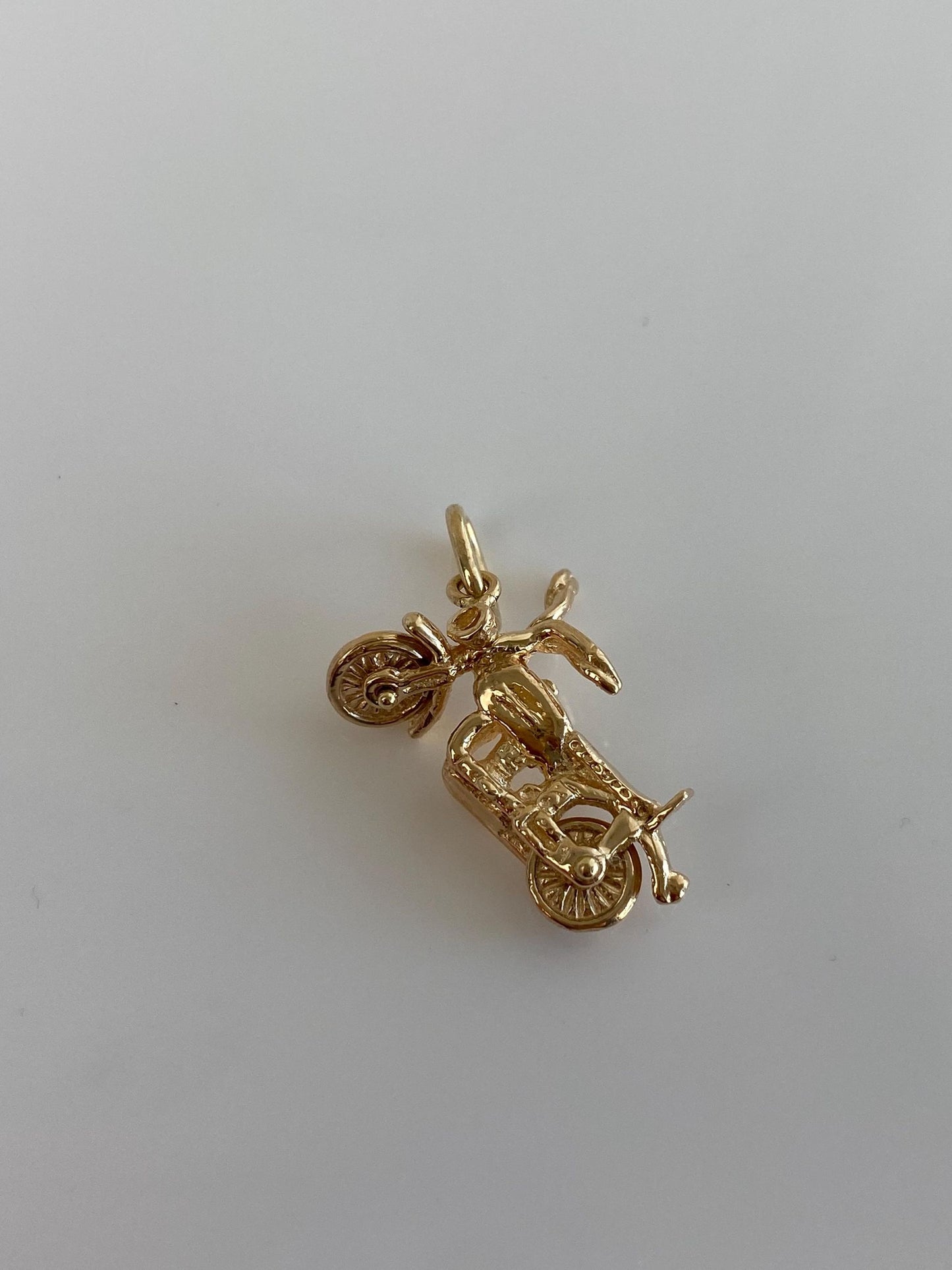 Vintage Solid 14k Yellow Gold Articulated Motorcycle Charm