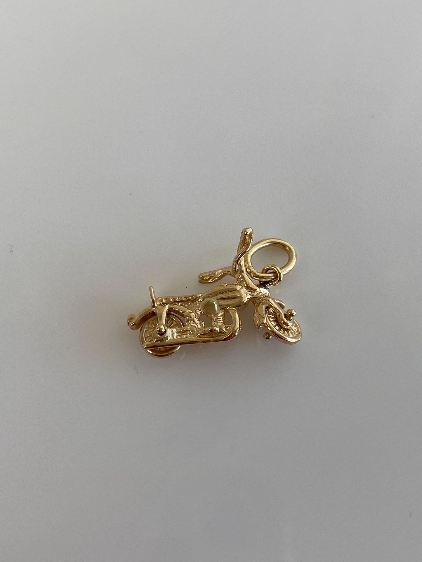 Vintage Solid 14k Yellow Gold Articulated Motorcycle Charm