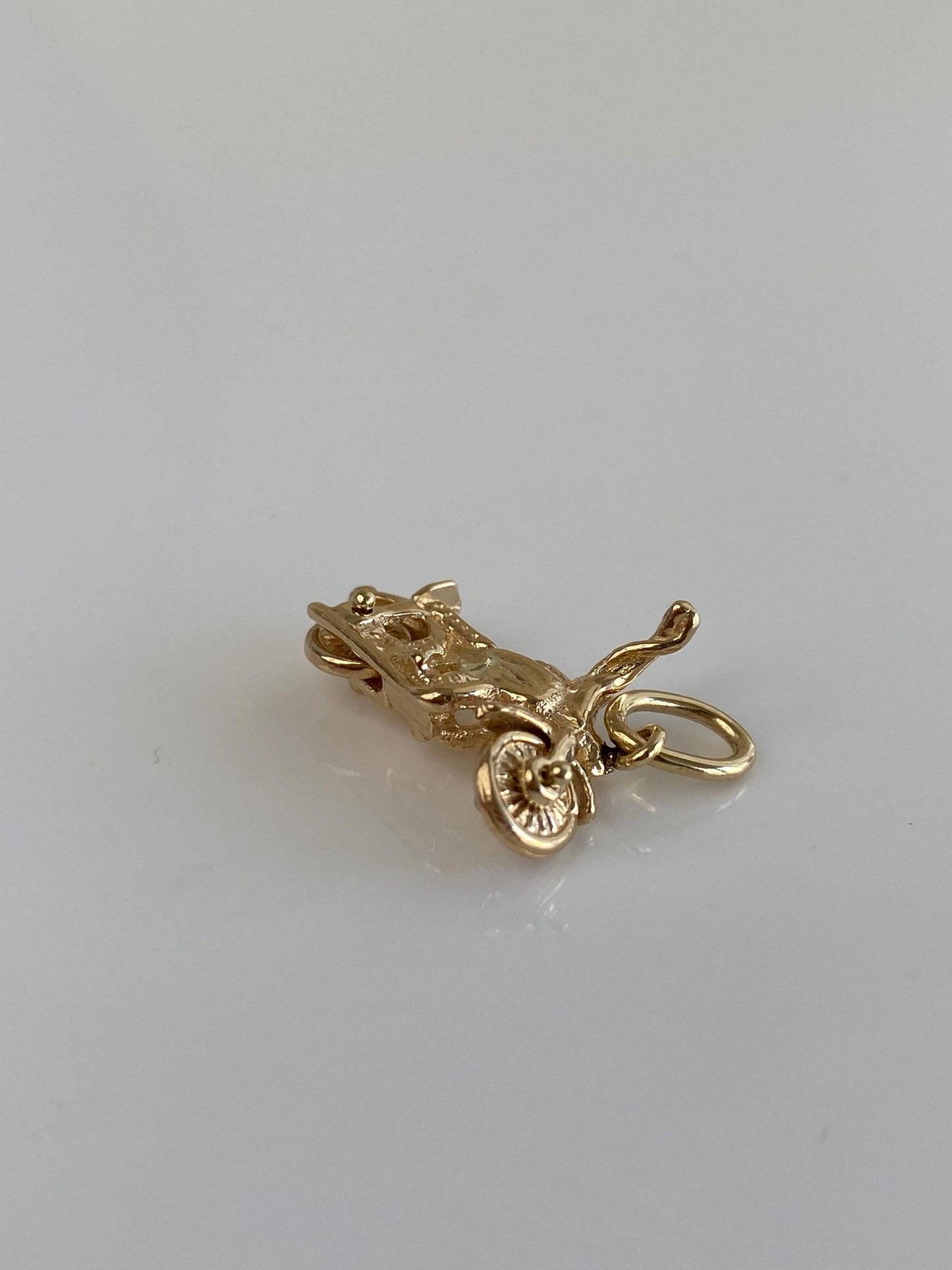 Vintage Solid 14k Yellow Gold Articulated Motorcycle Charm