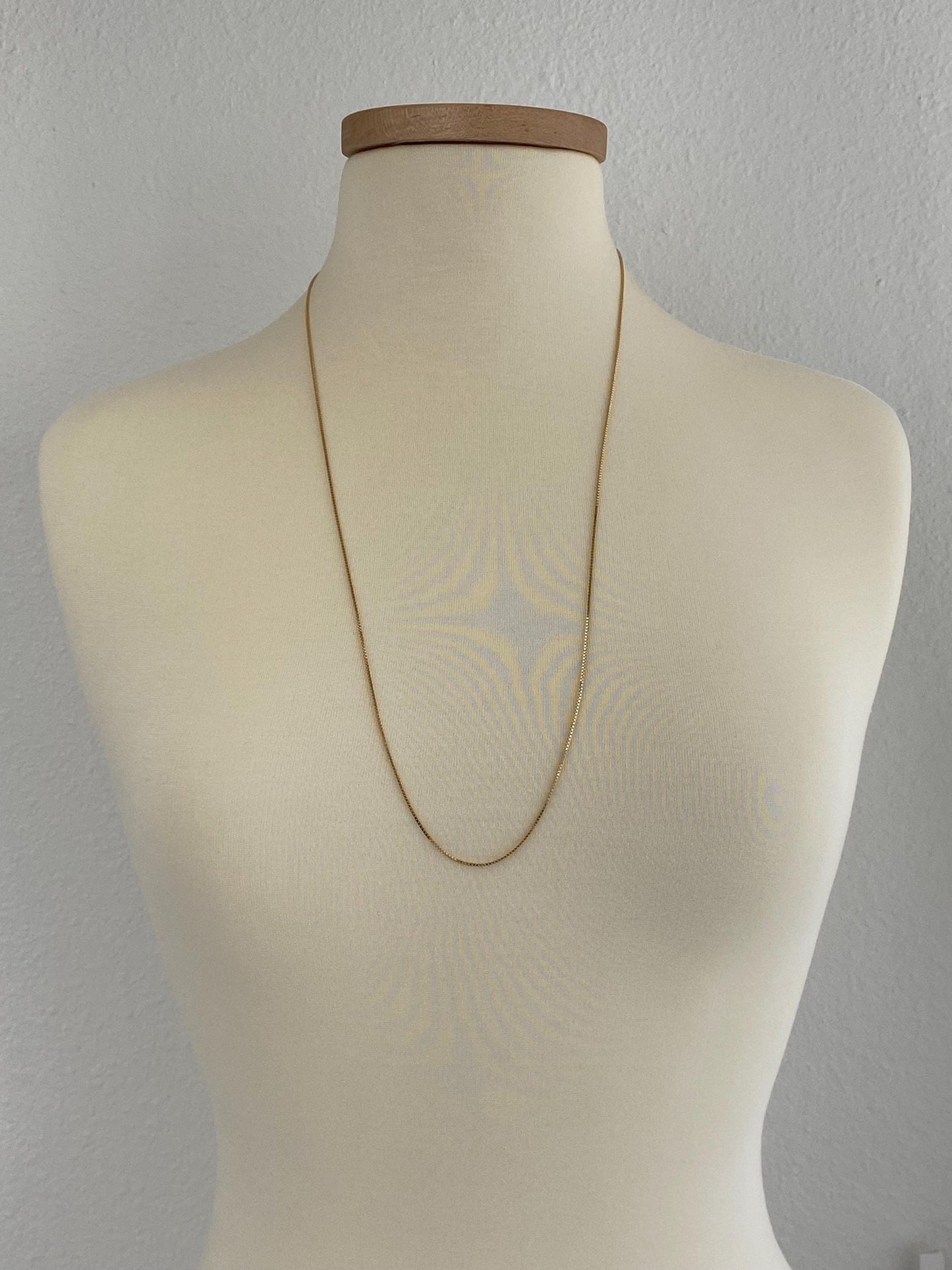 Vintage Solid 14k Yellow Gold Long Box Chain Necklace - 30 inches