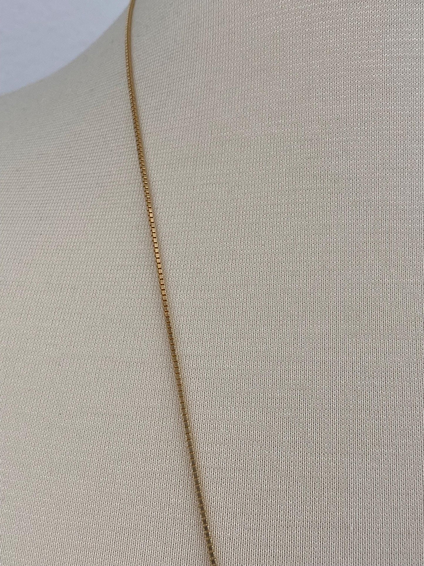 Vintage Solid 14k Yellow Gold Long Box Chain Necklace - 30 inches