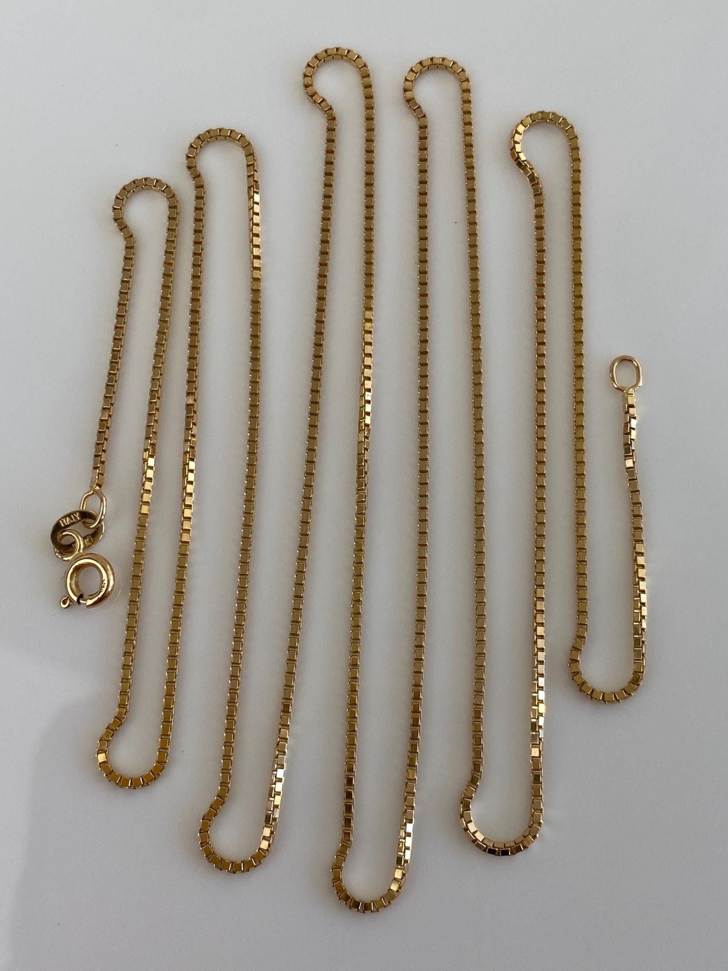 Vintage Solid 14k Yellow Gold Long Box Chain Necklace - 30 inches