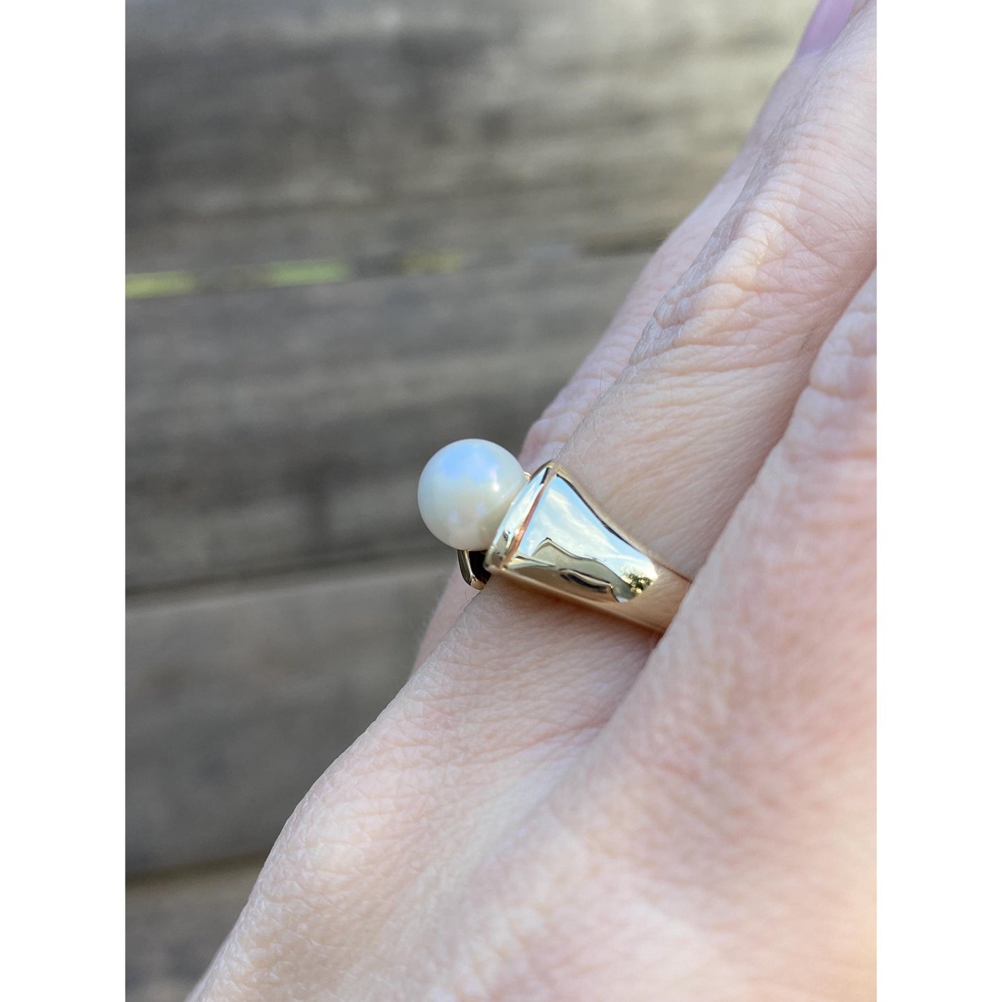 Vintage Solid 10k Yellow Gold Pearl Ring - Size 5.5