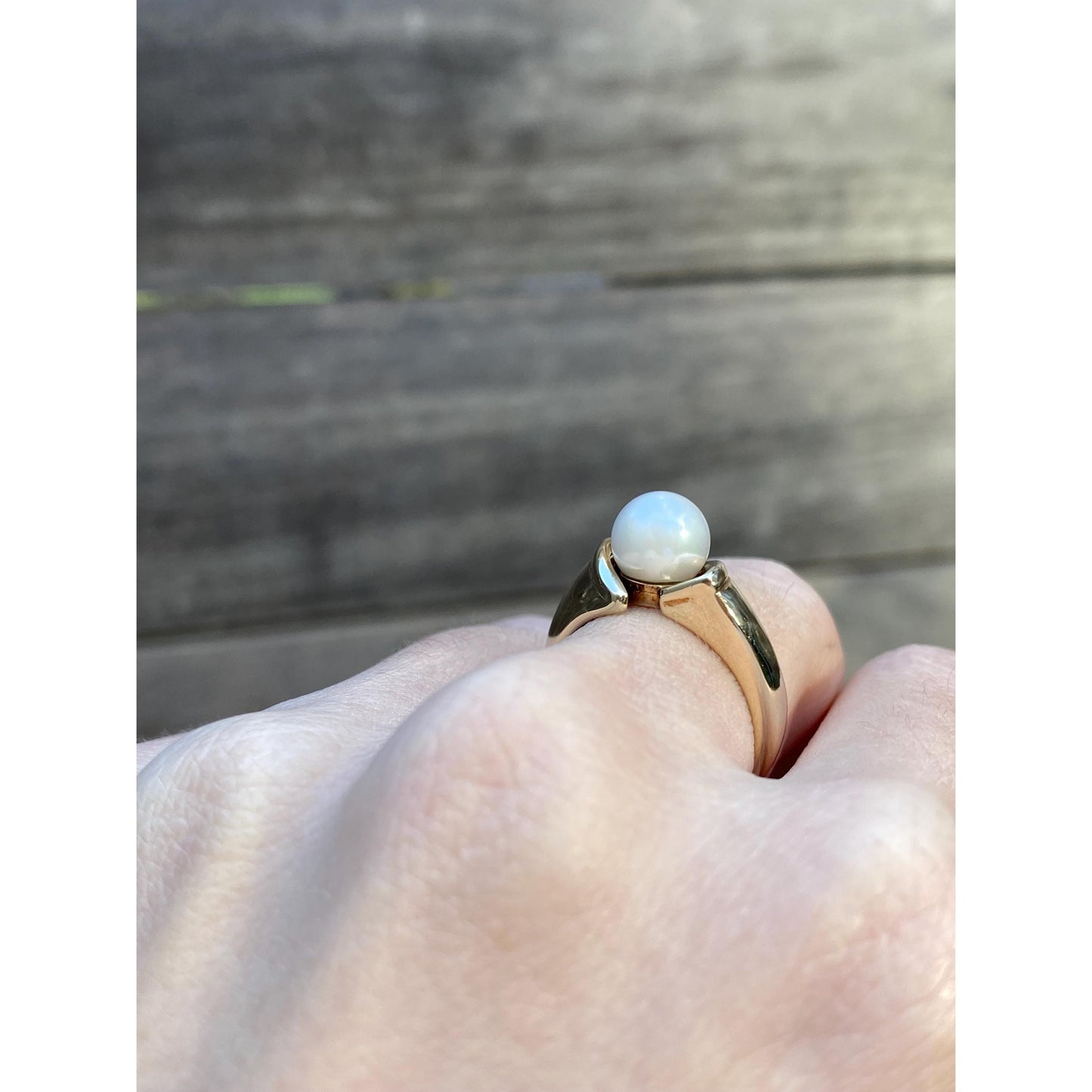Vintage Solid 10k Yellow Gold Pearl Ring - Size 5.5