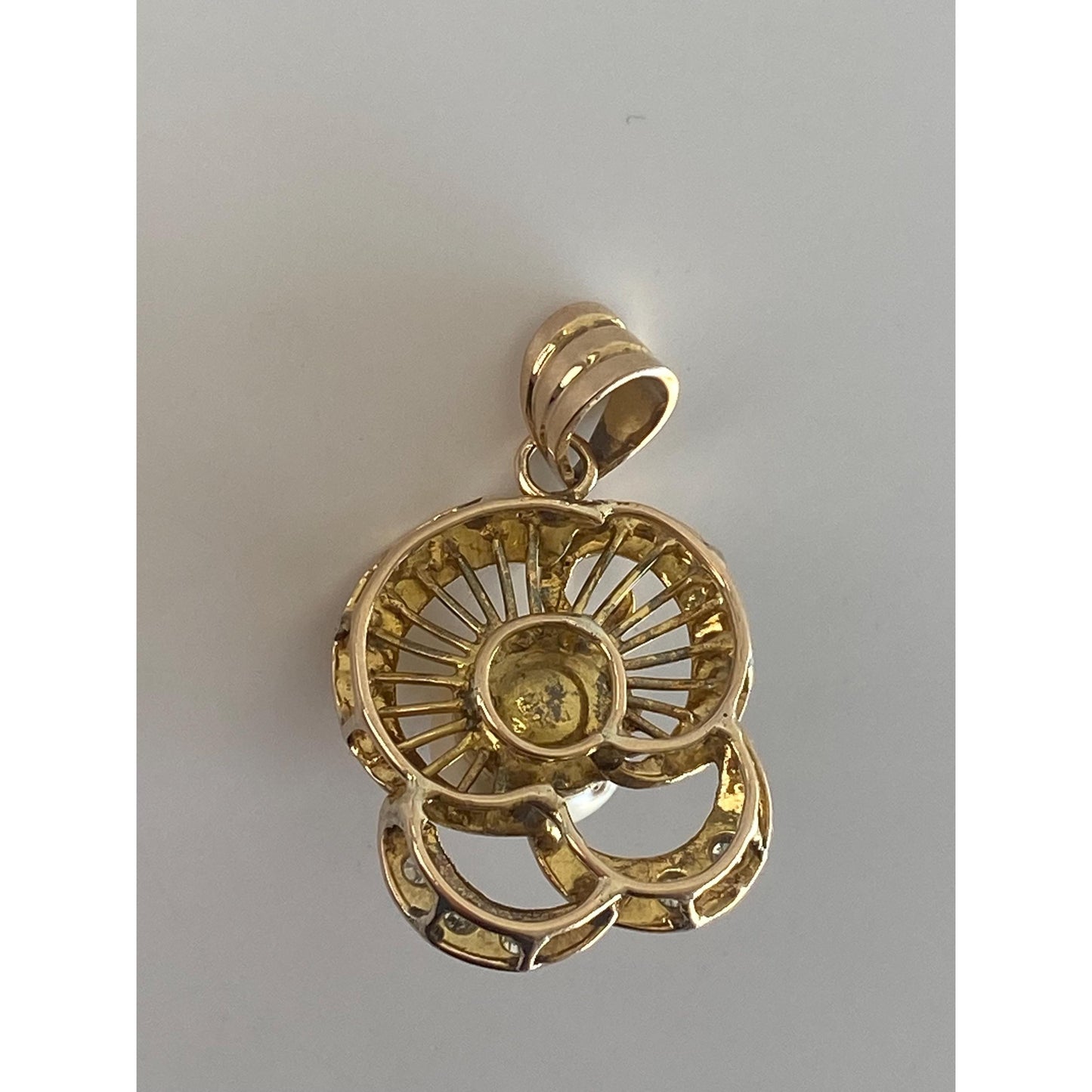 Vintage Solid 10k Yellow Gold Pearl Diamond Knot Charm