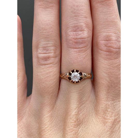Solid 10k Rosey Gold Clear Cubic Zirconia Ring - Size 6.25