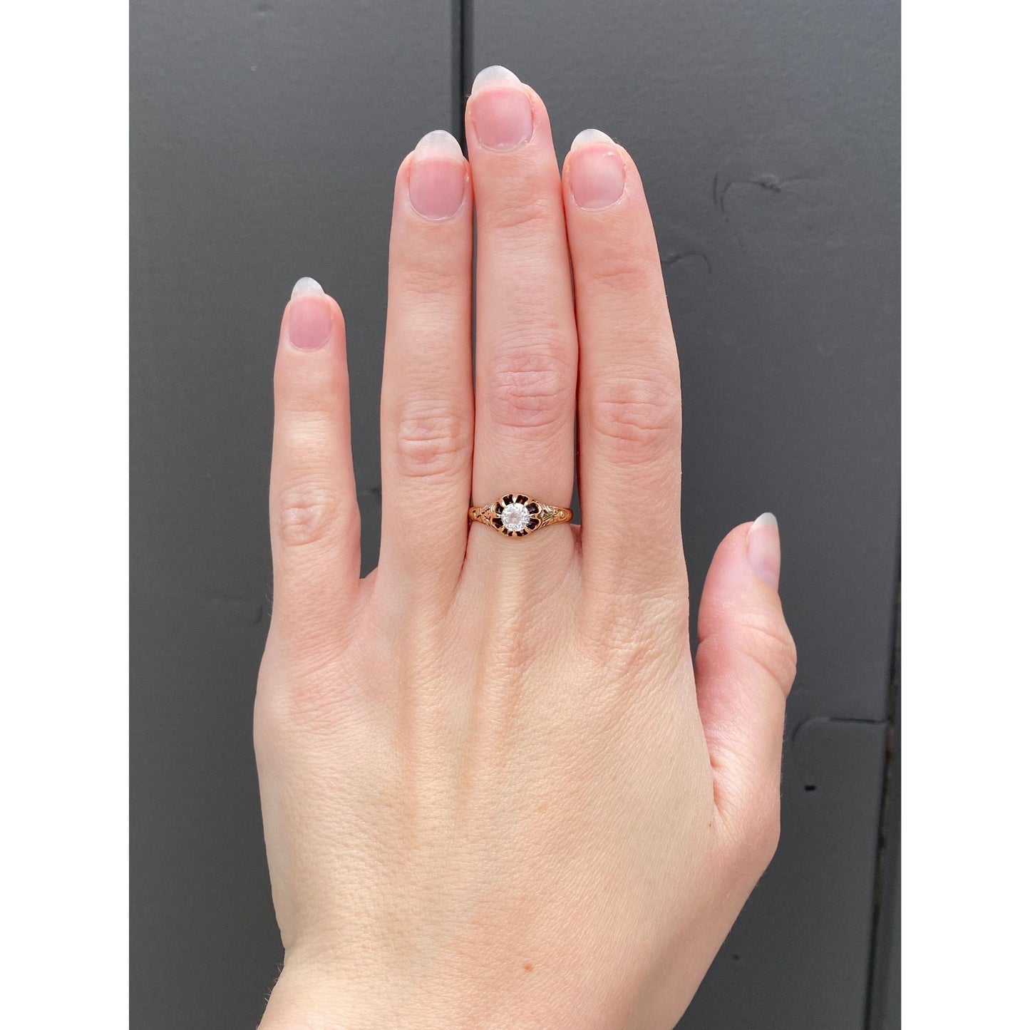 Solid 10k Rosey Gold Clear Cubic Zirconia Ring - Size 6.25