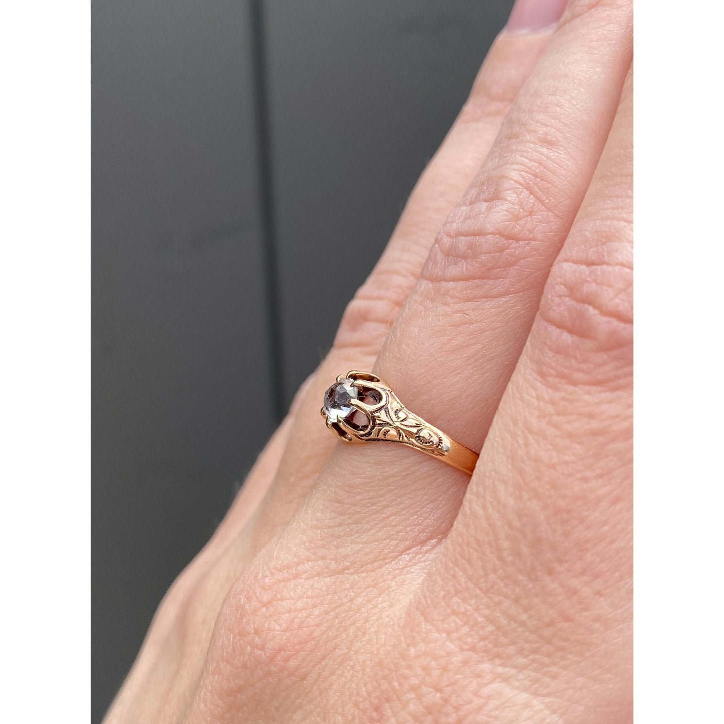 Solid 10k Rosey Gold Clear Cubic Zirconia Ring - Size 6.25