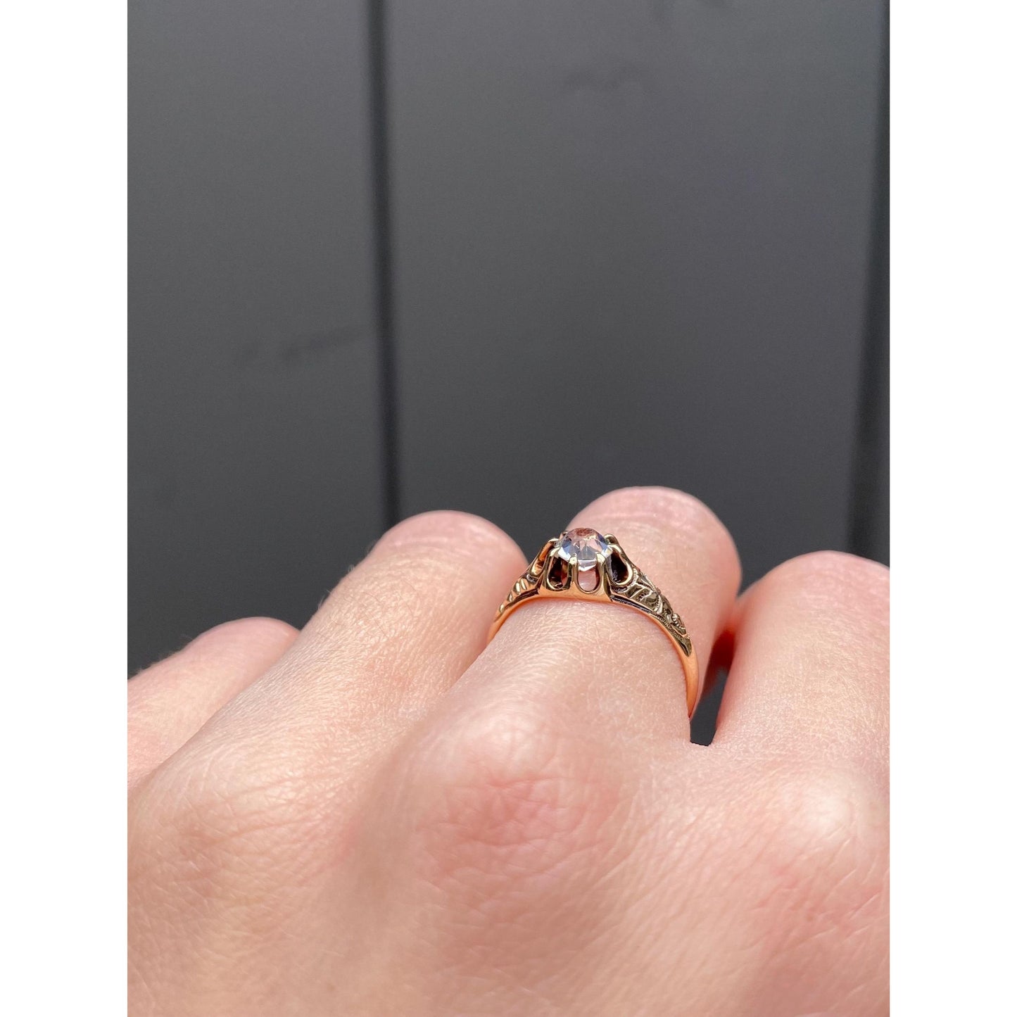 Solid 10k Rosey Gold Clear Cubic Zirconia Ring - Size 6.25