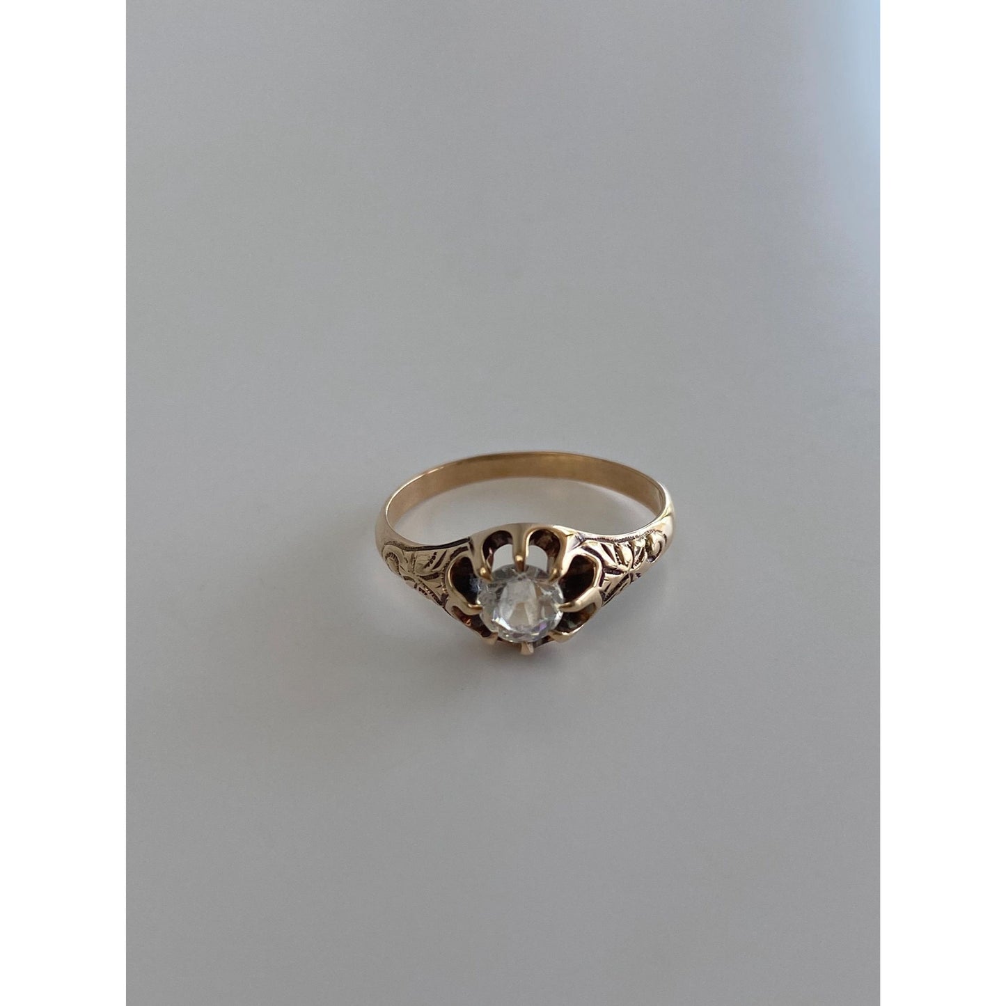 Solid 10k Rosey Gold Clear Cubic Zirconia Ring - Size 6.25