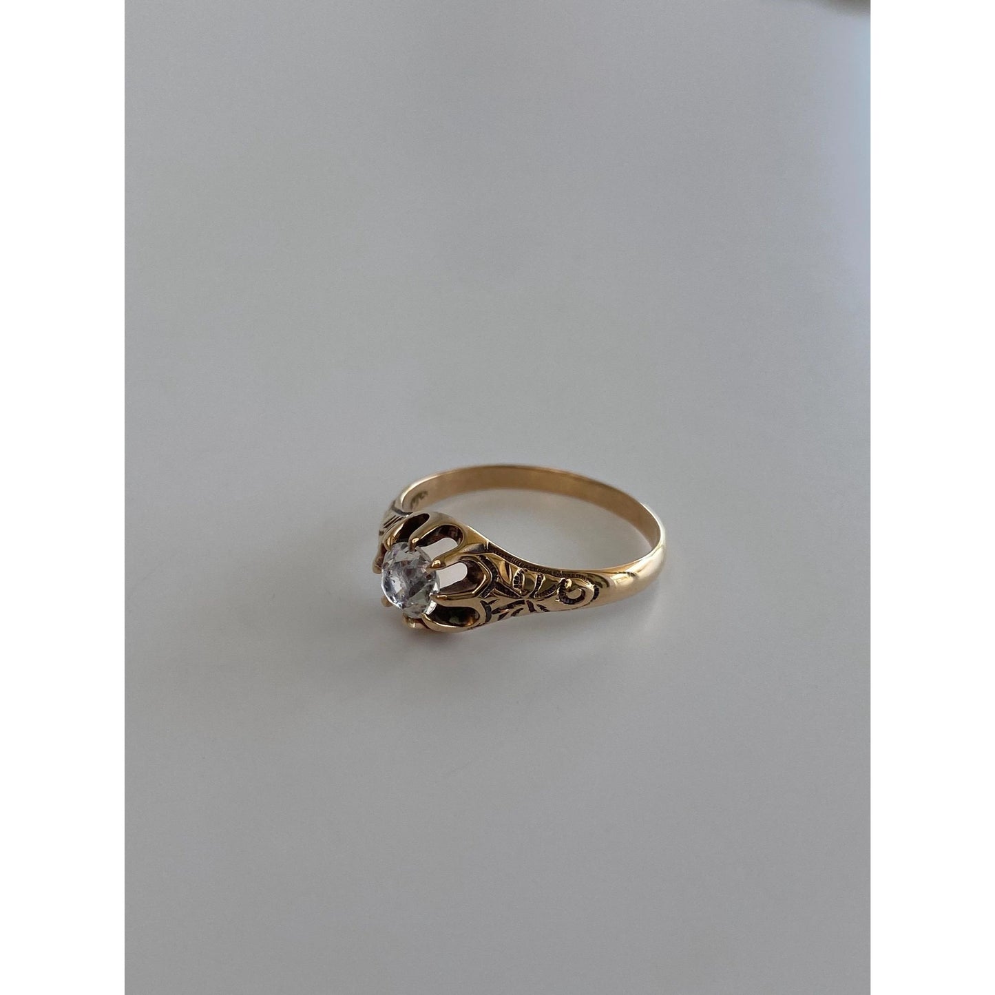 Solid 10k Rosey Gold Clear Cubic Zirconia Ring - Size 6.25