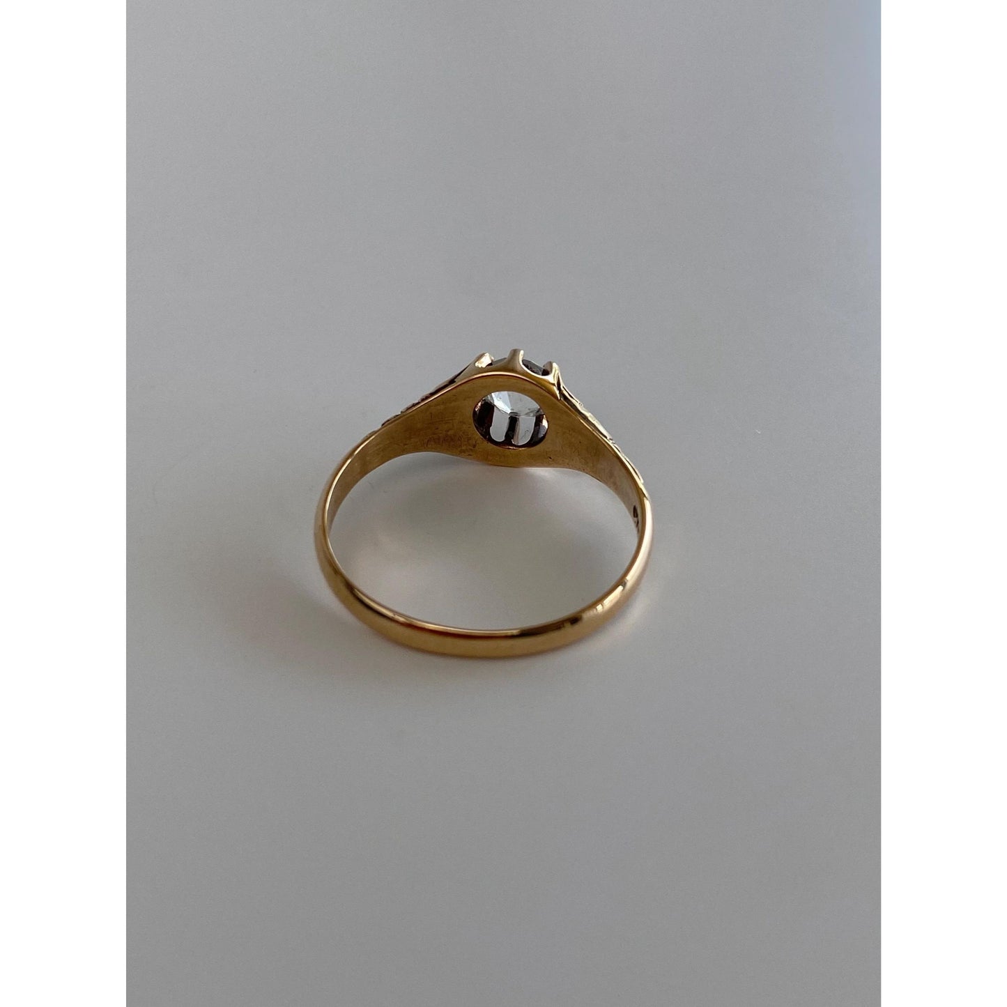 Solid 10k Rosey Gold Clear Cubic Zirconia Ring - Size 6.25