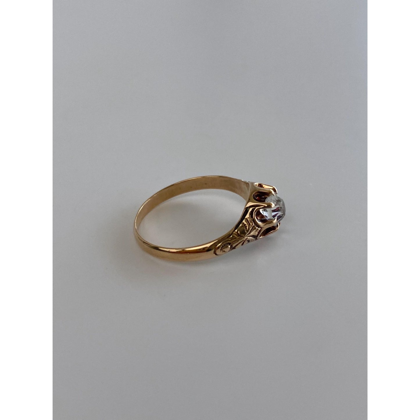 Solid 10k Rosey Gold Clear Cubic Zirconia Ring - Size 6.25