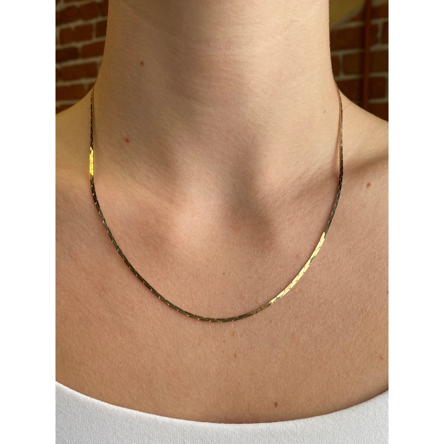 Vintage Solid 14k Yellow Gold Triangle Link Chain Necklace - 18.25 inches