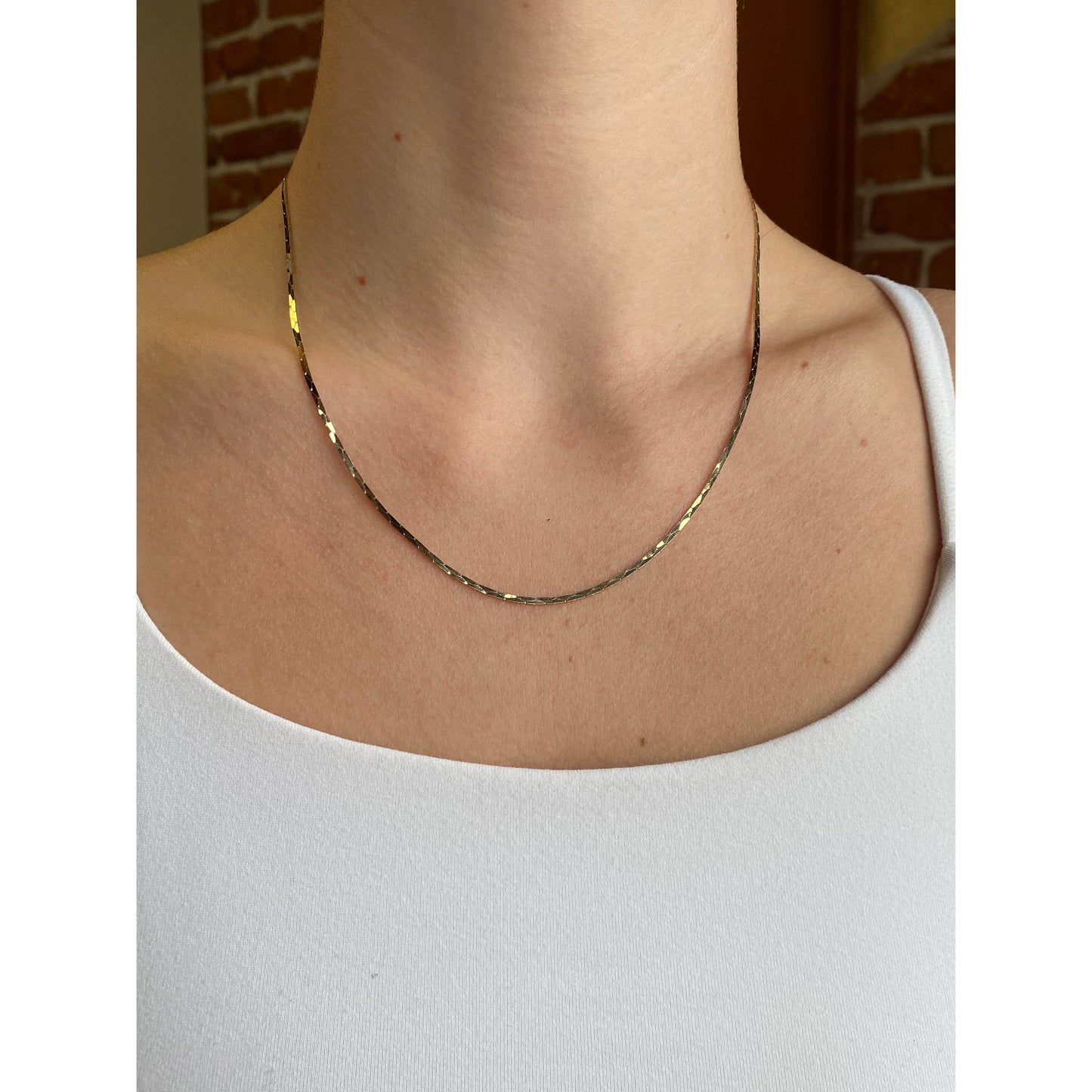 Vintage Solid 14k Yellow Gold Triangle Link Chain Necklace - 18.25 inches