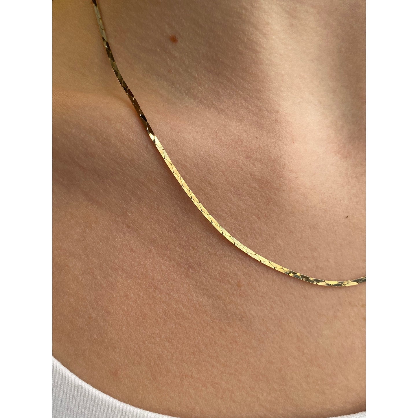 Vintage Solid 14k Yellow Gold Triangle Link Chain Necklace - 18.25 inches