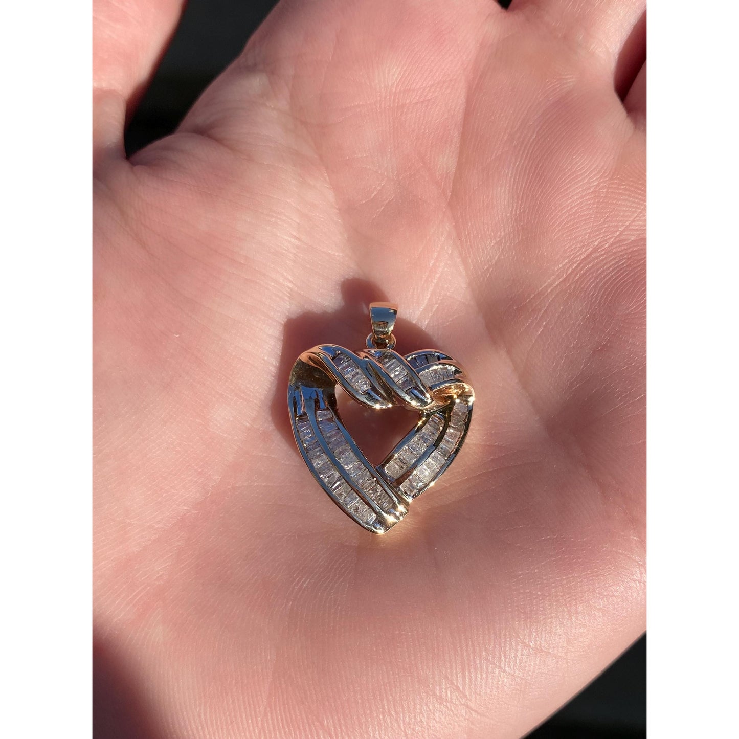 Vintage Solid 10k Yellow Gold Diamond Heart Charm