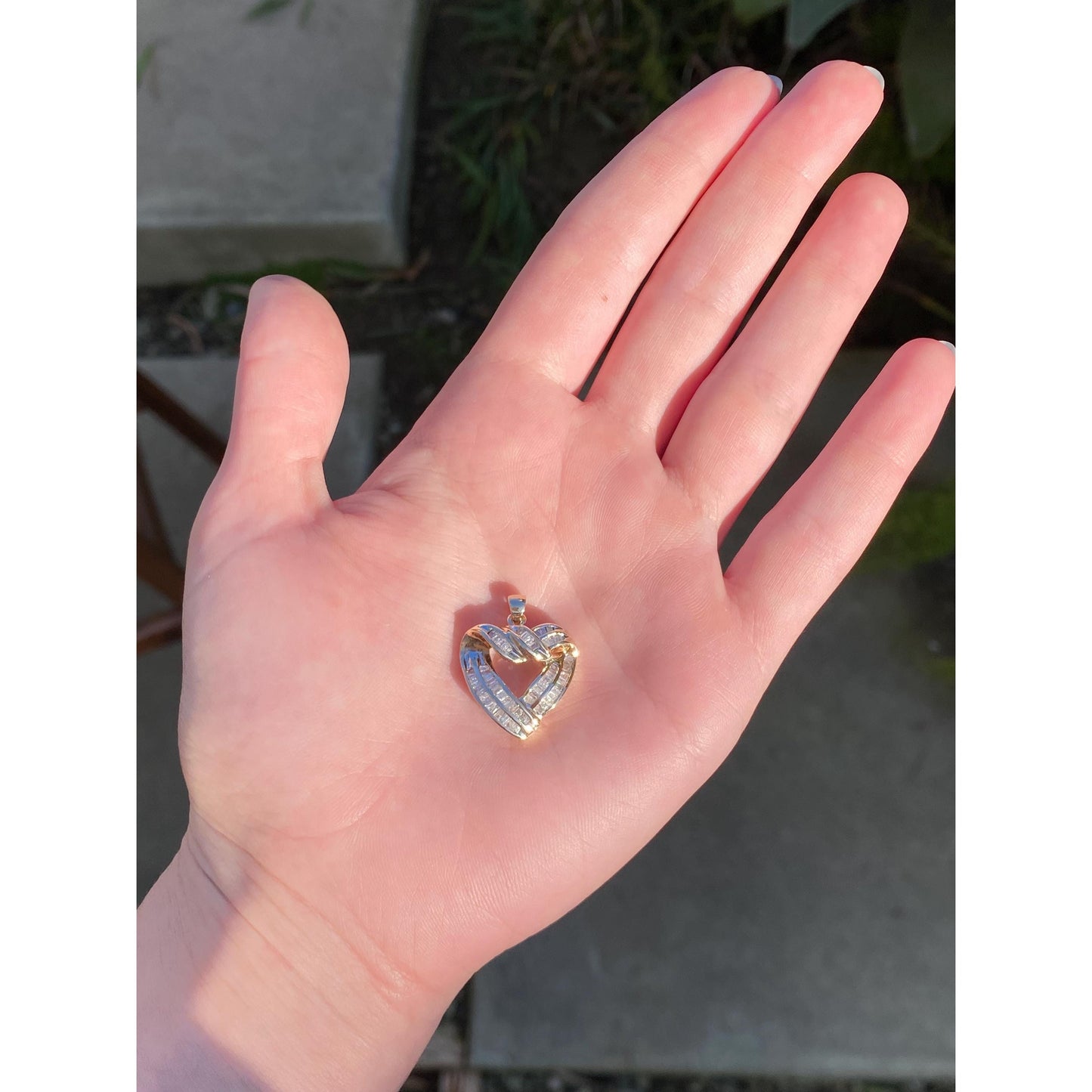 Vintage Solid 10k Yellow Gold Diamond Heart Charm