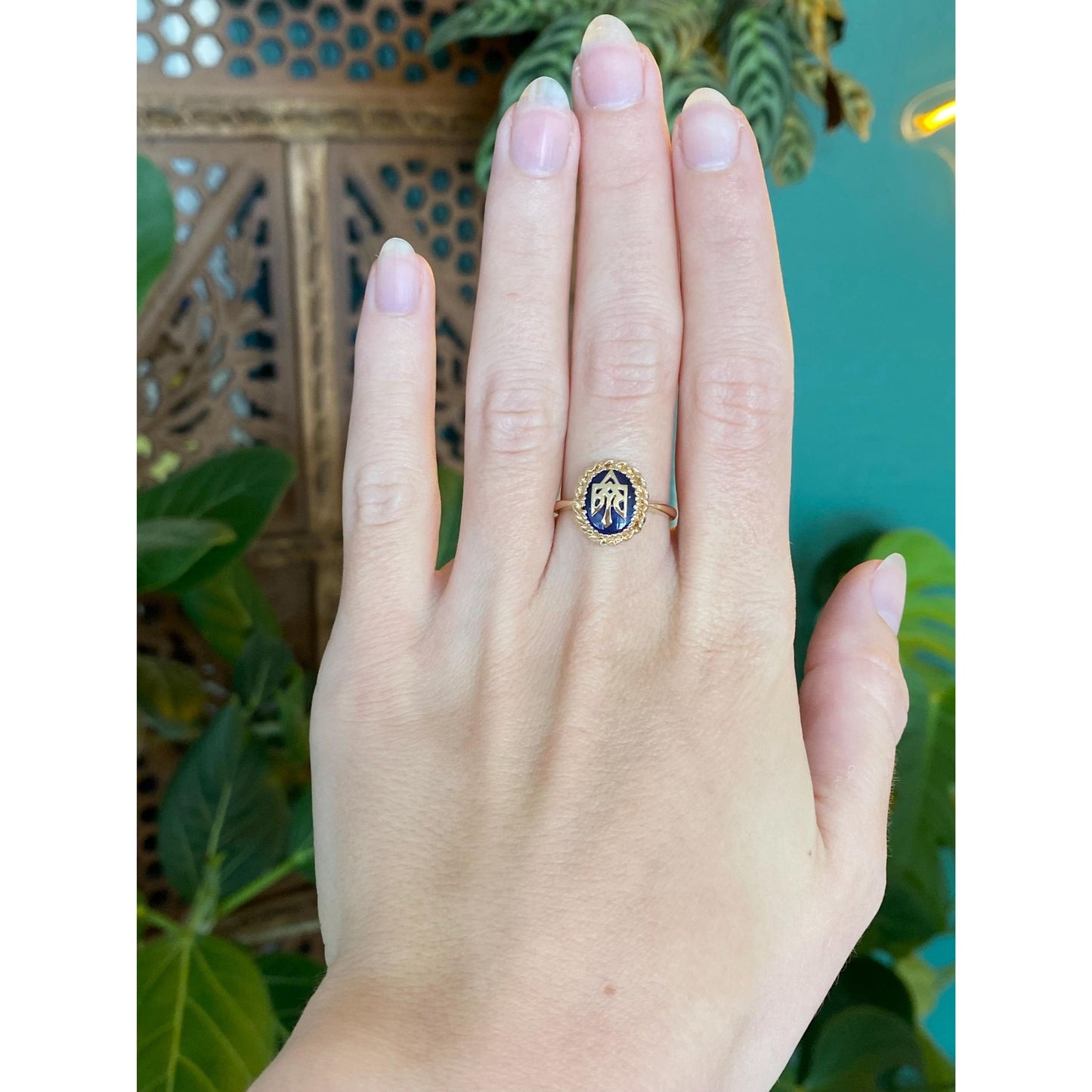 Solid 14k Yellow Gold Blue Spinel Ring - Size 6.5