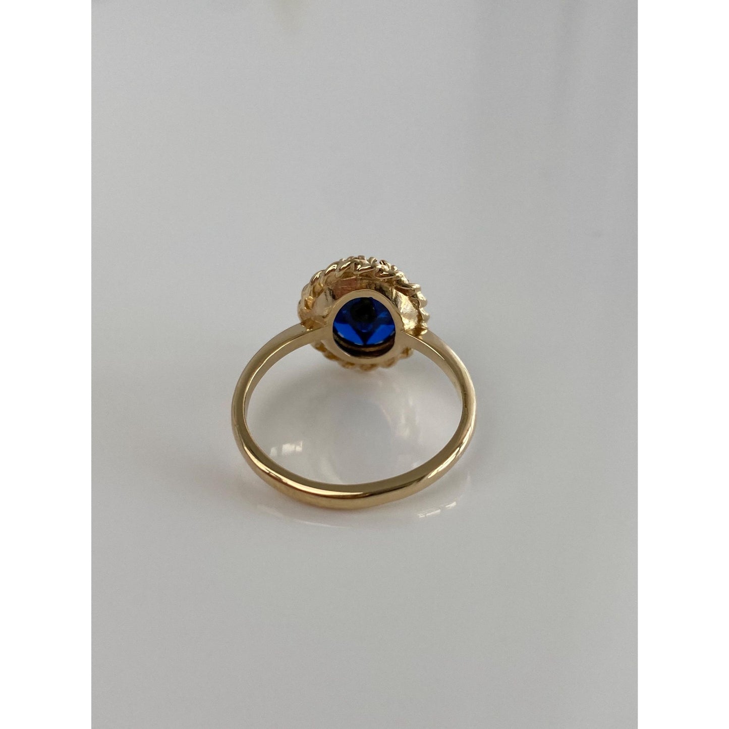 Solid 14k Yellow Gold Blue Spinel Ring - Size 6.5