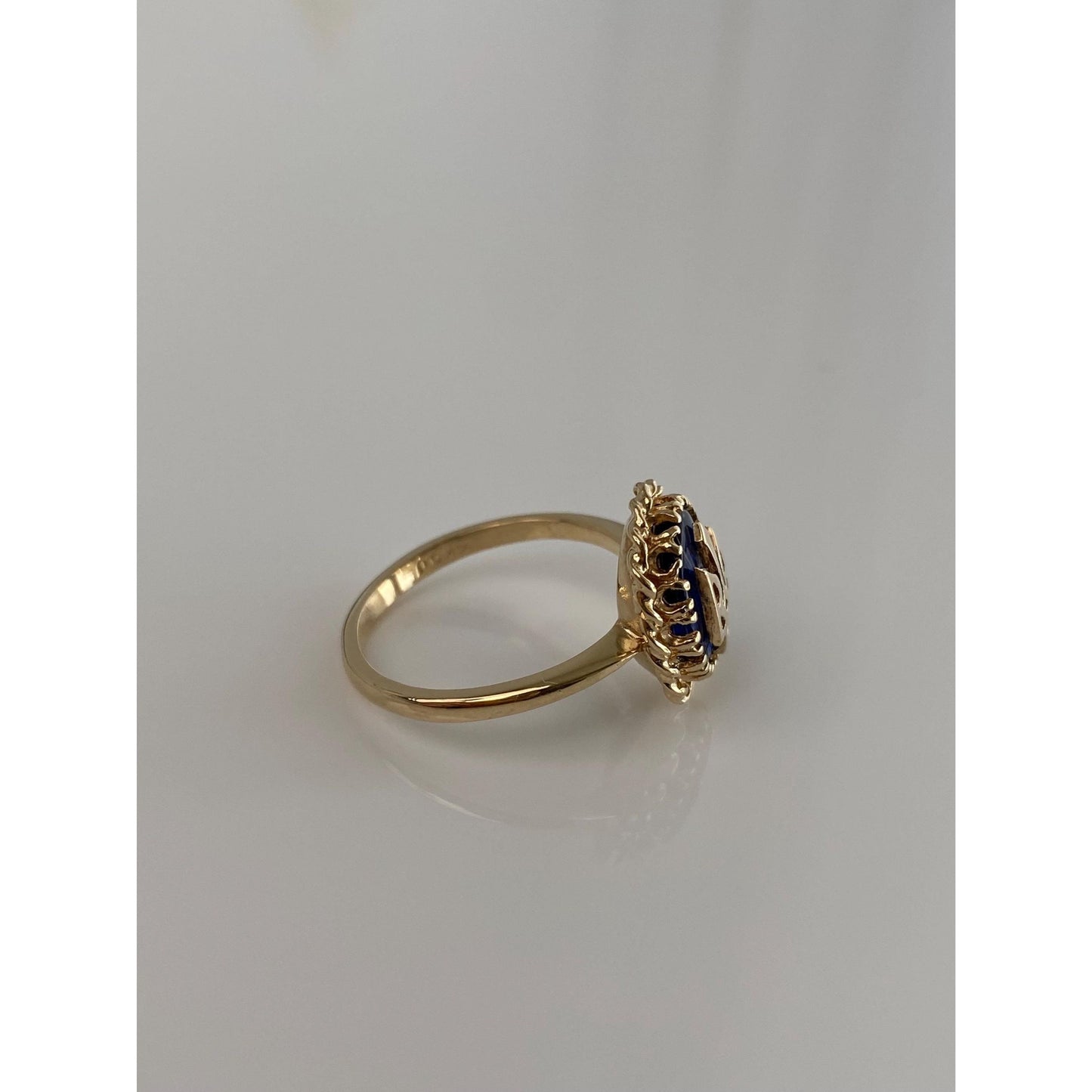 Solid 14k Yellow Gold Blue Spinel Ring - Size 6.5