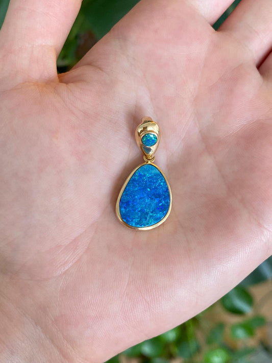 Vintage Solid 14k Yellow Gold Opal Doublets Charm