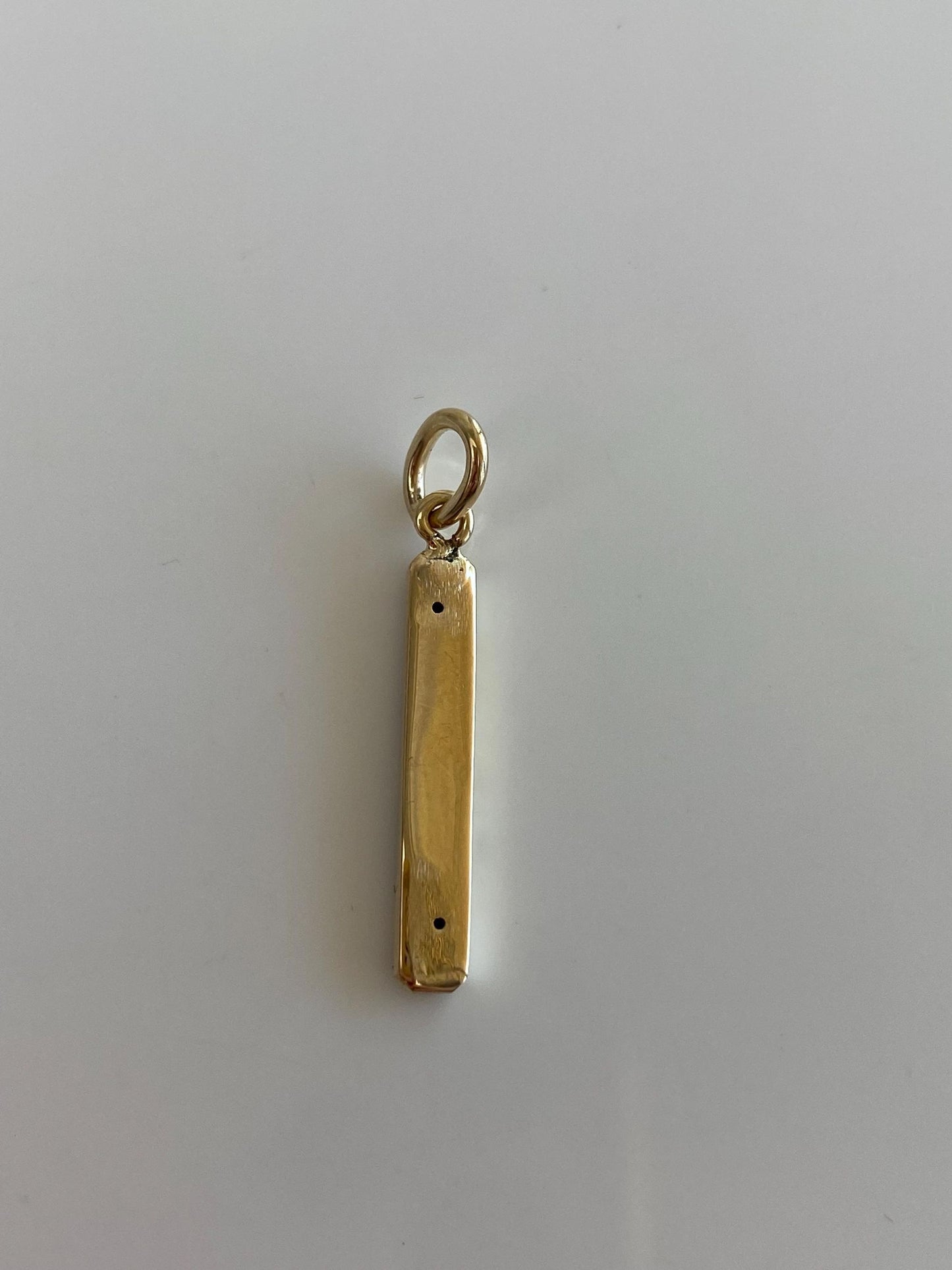Vintage 14k Yellow Gold Blue Enamel Pearls Bar Charm
