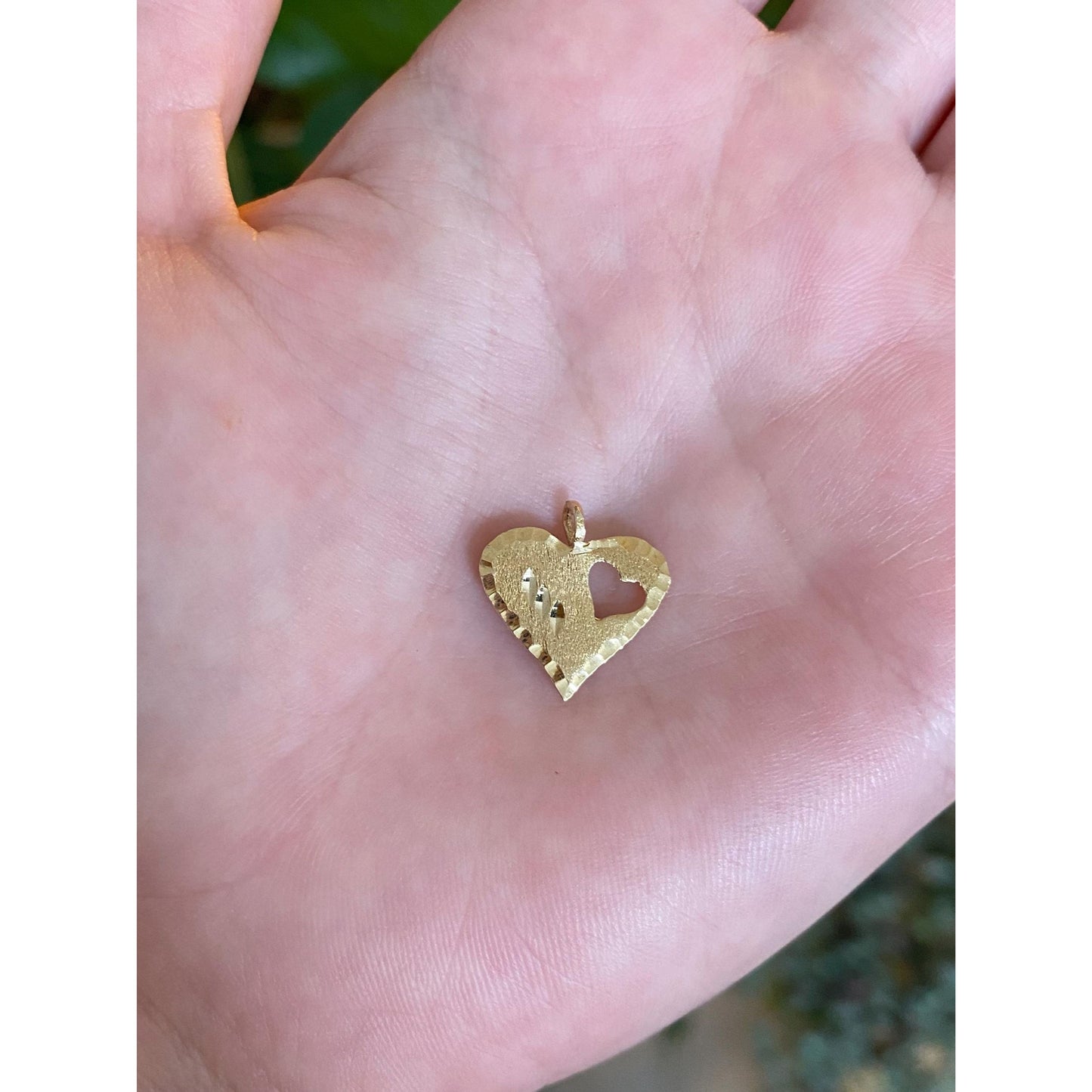 Solid 14k Yellow Gold Diamond Cut Heart Charm